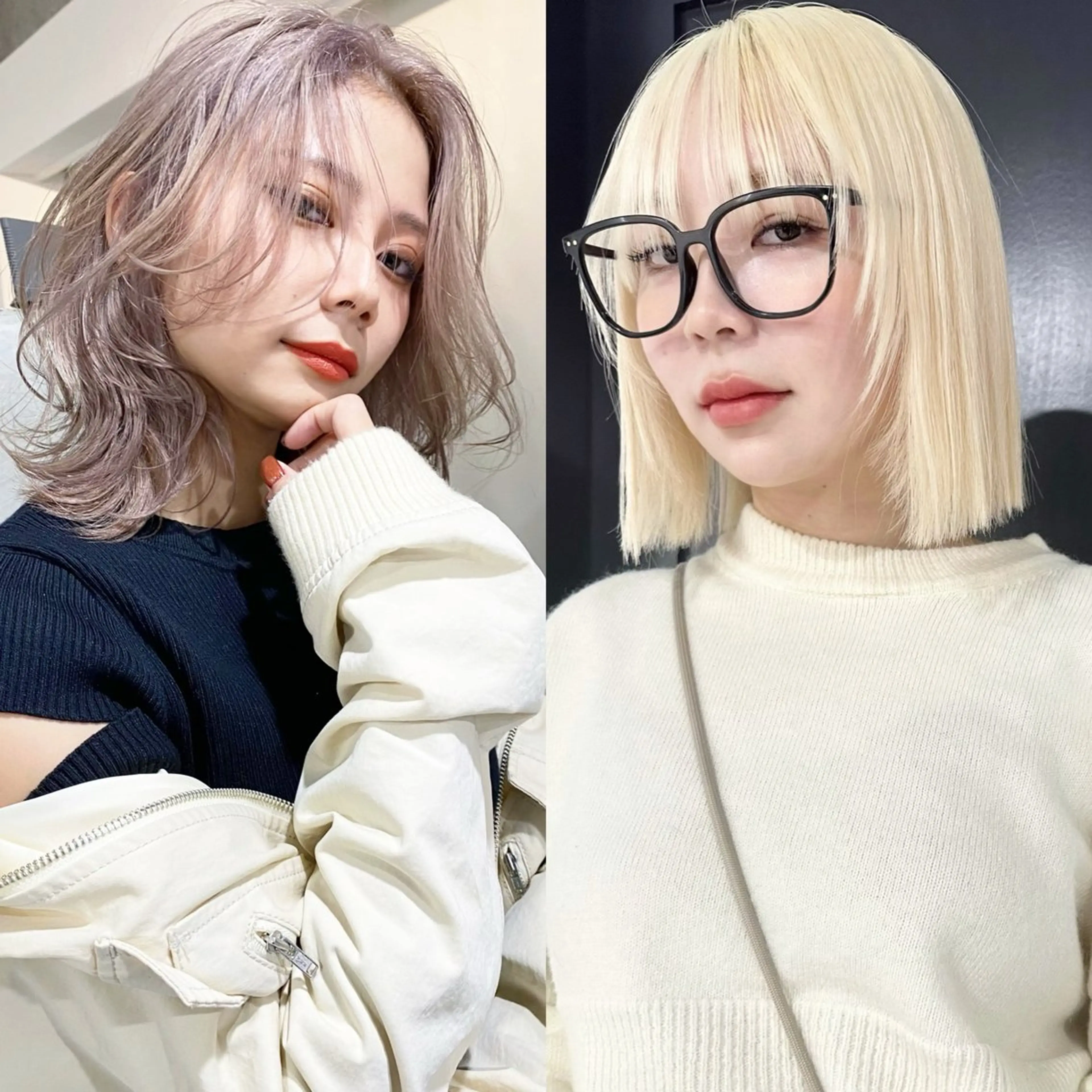 ミディアム カラー ブロンド グレージュ ホワイトブロンド ETOILE所属・レイヤーカット 海老原寛大のヘアスタイル