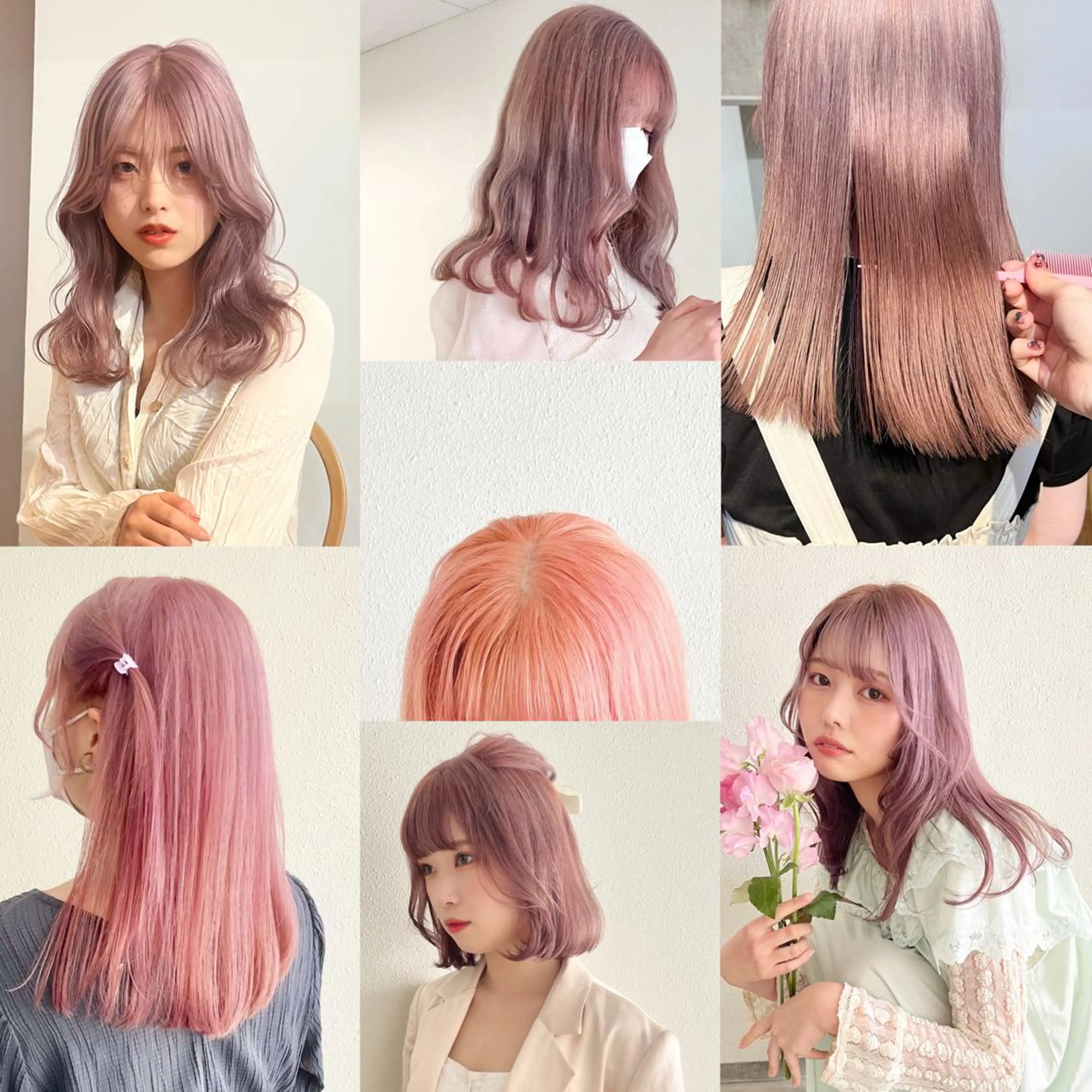セミロング カラー ヘアアレンジ ハイトーンカラー ピンクカラー 🎀taro ブリーチなしカラーのヘアスタイル
