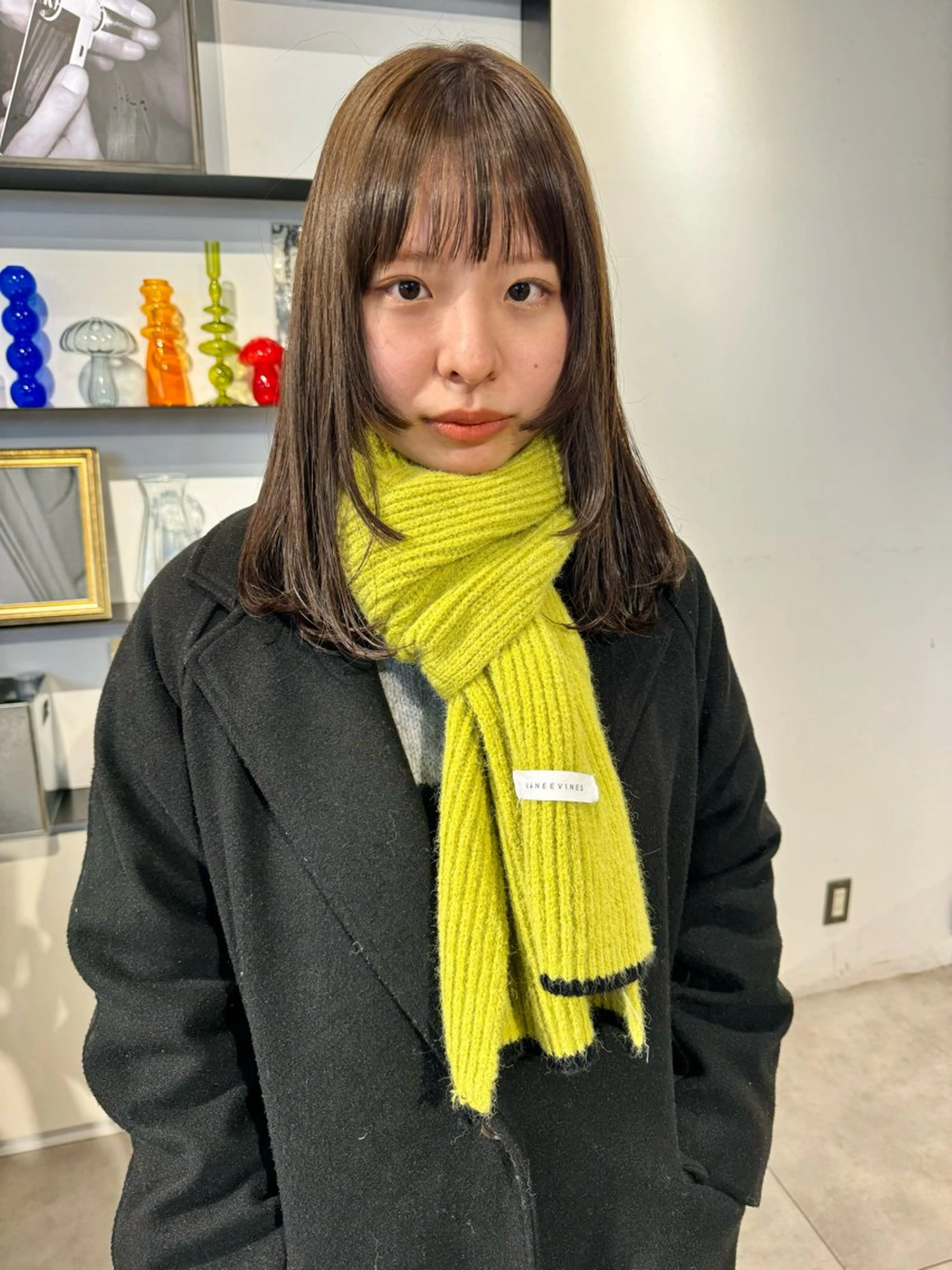 セミロング カラー ブラウンカラー オリーブブラウン 姫カット 顔周りカット/透明感 カラー✂️MEIのヘアスタイル