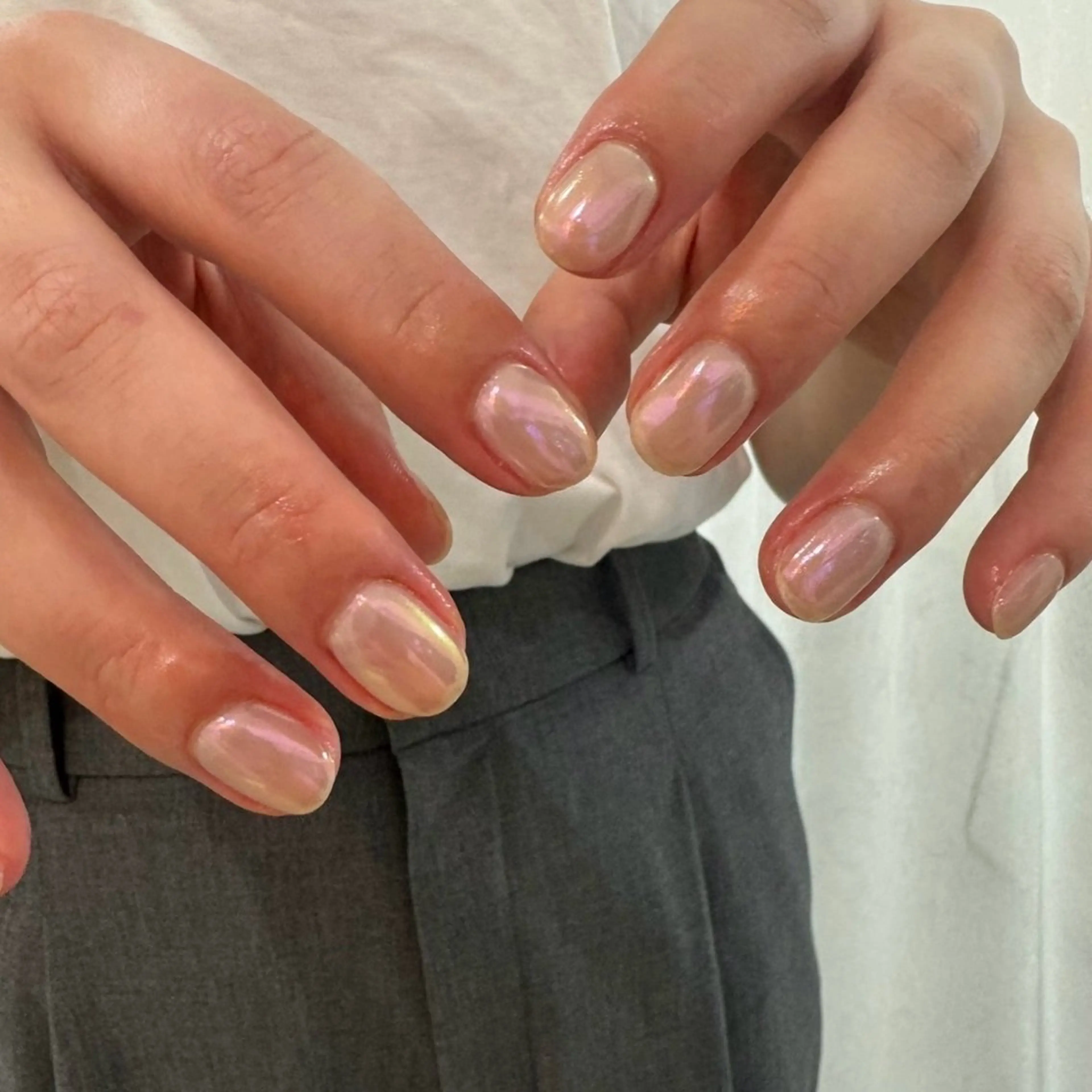 ネイル オーロラネイル オフィスネイル ワンカラーネイル ショートネイル ハンドネイル nail‪◯ petitnanoのネイルデザイン