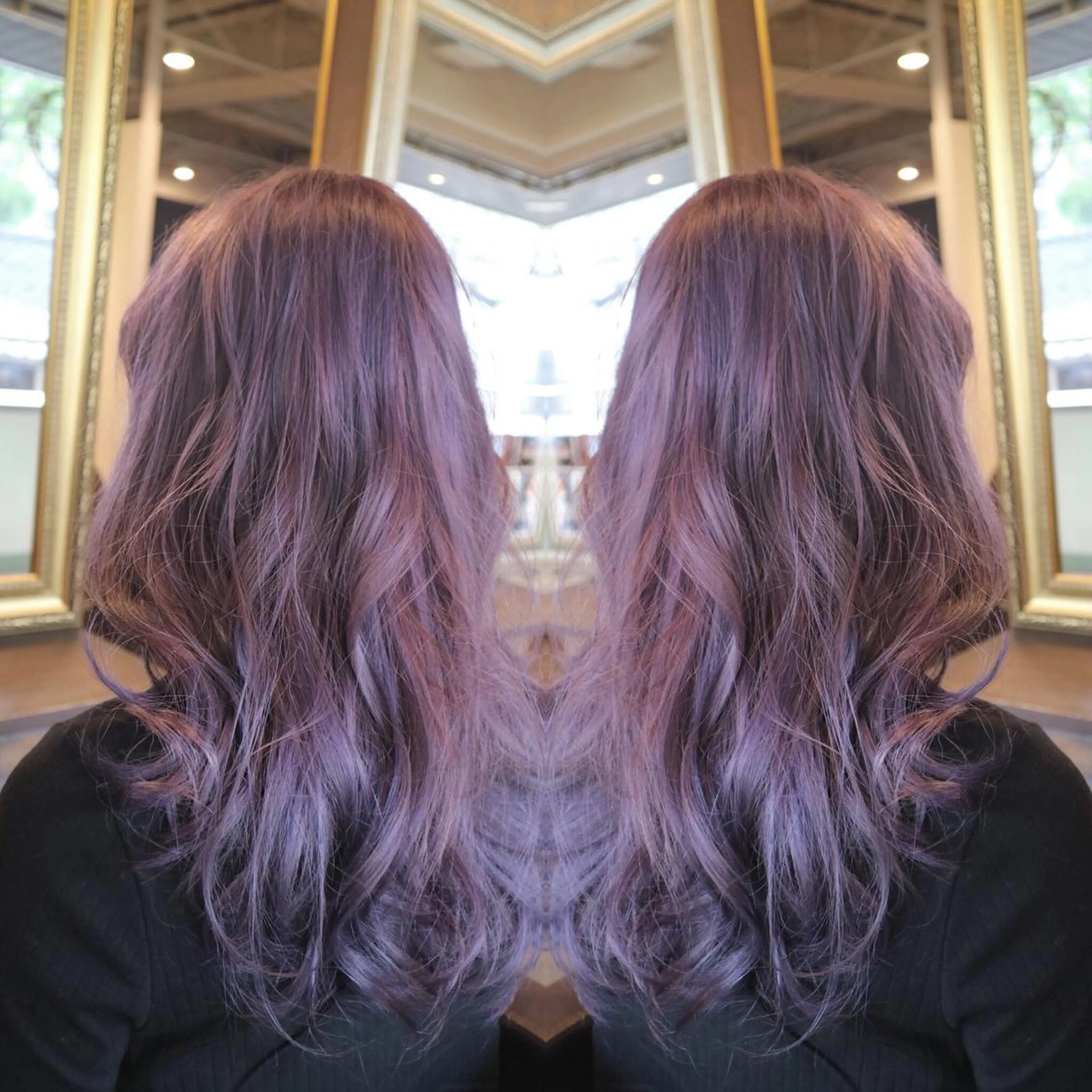 セミロング カラー ブリーチ ピンクカラー バイオレットカラー ヘアカラー JIL BLAN 京都のヘアスタイル