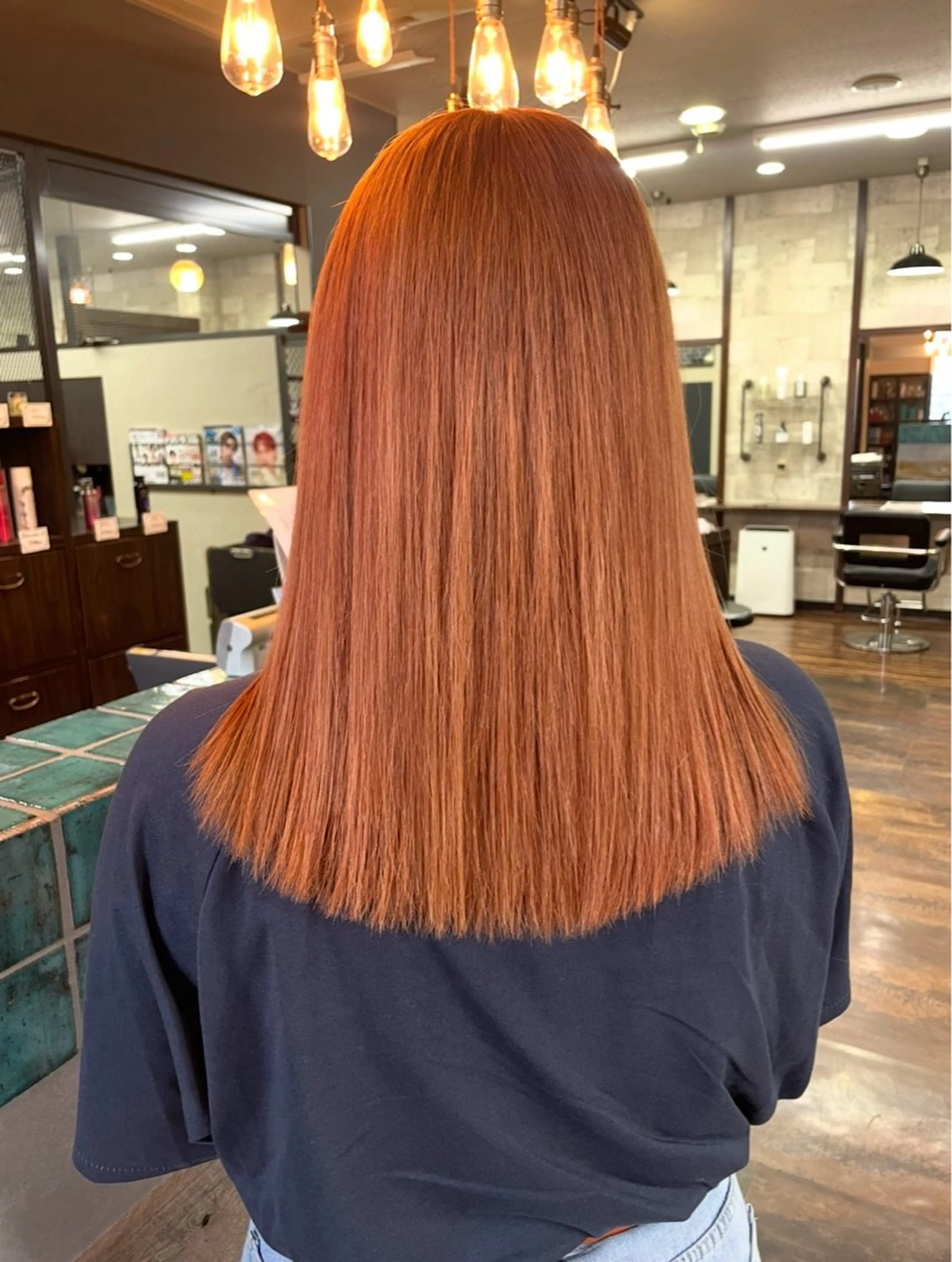 ミディアム カラー オレンジ ヘアカラー トウダ リリカのヘアスタイル