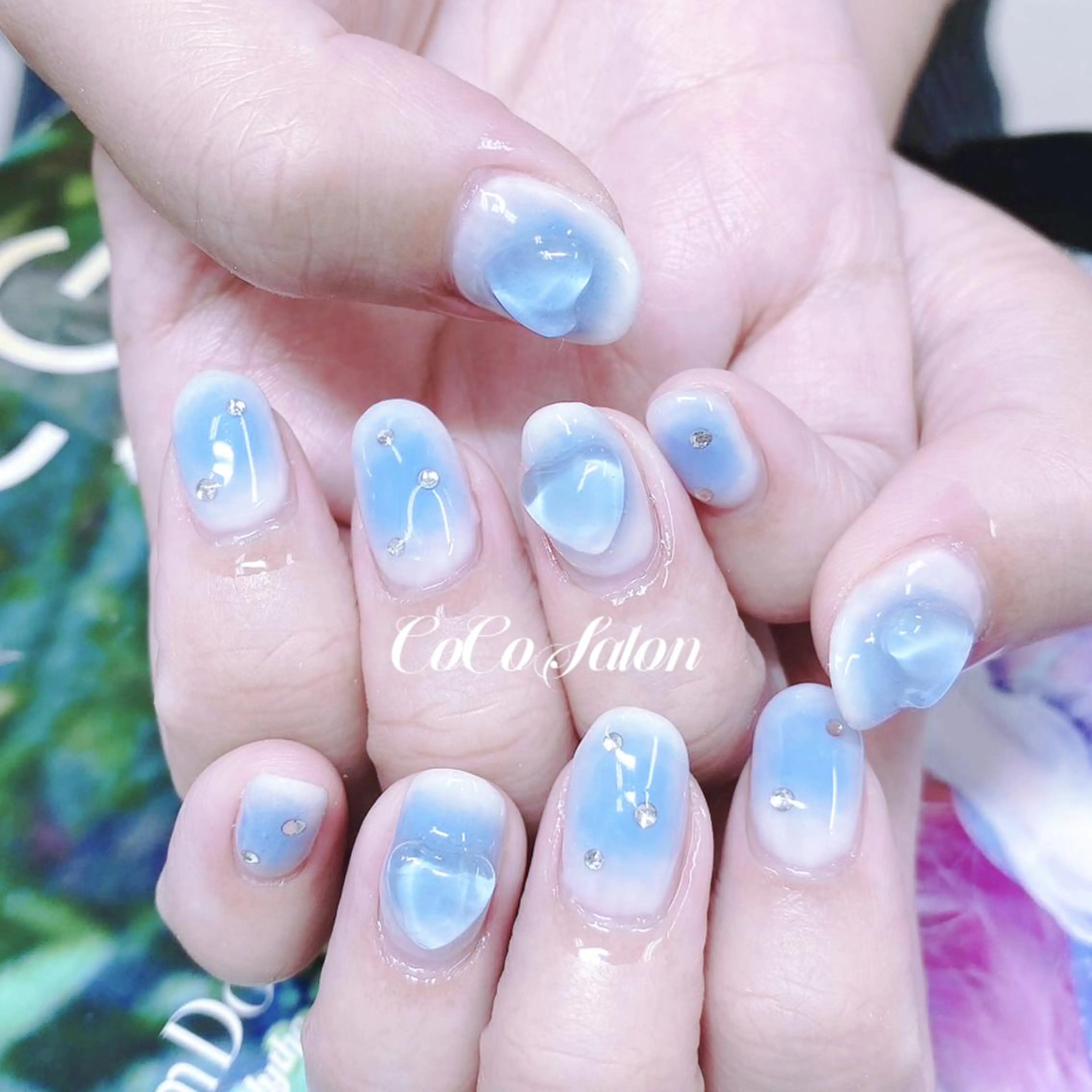 ネイル チークネイル 長さ出し ジェルネイル グラデーション ハート ハンドネイル CoCoSalon ネイル/まつ毛予約のネイルデザイン