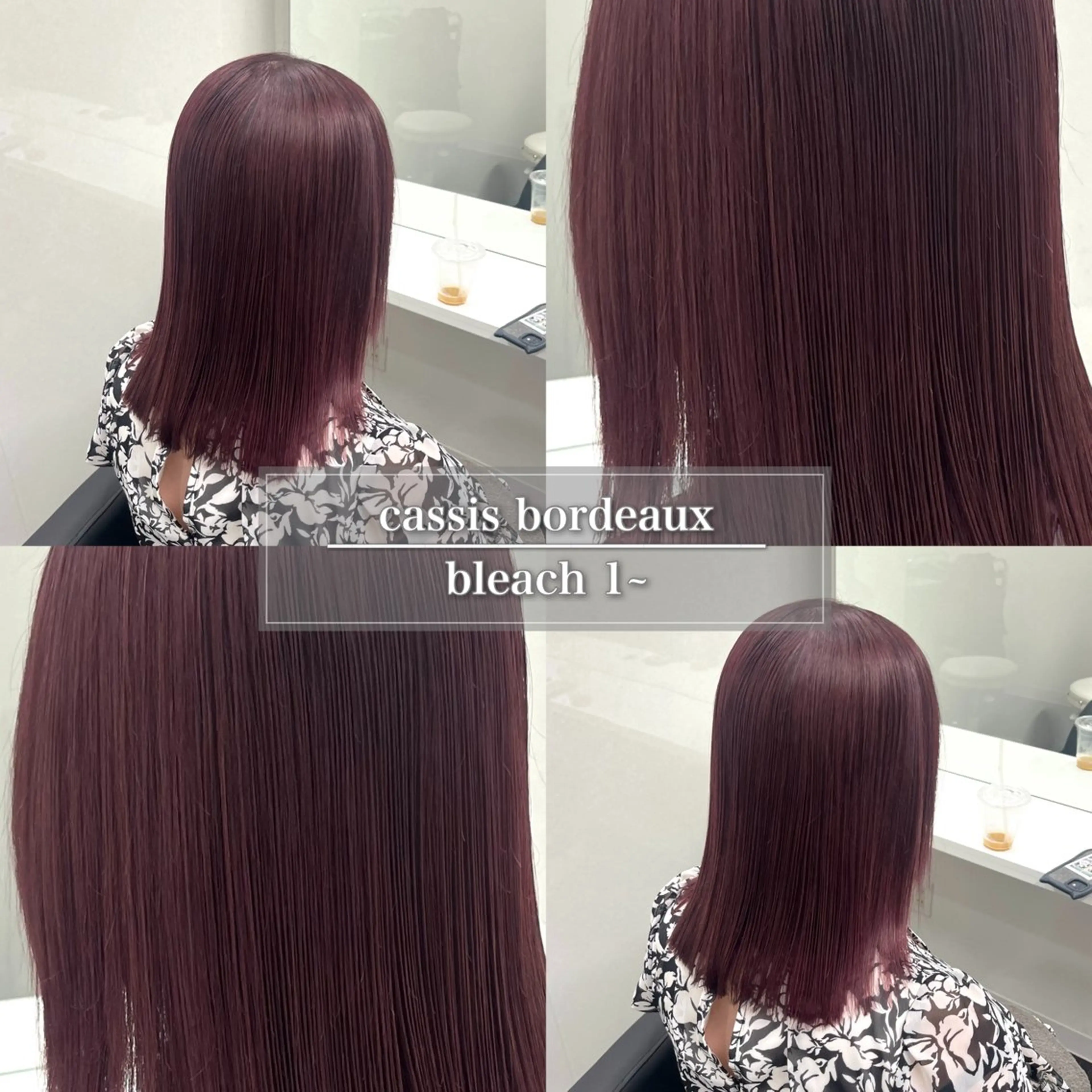 ミディアム カラー ブリーチ ボルドーカラー ブラウンカラー カシス デザインカラー ヘアカラー トリートメント Shido/ 髪質改善/上質艶髪のヘアスタイル