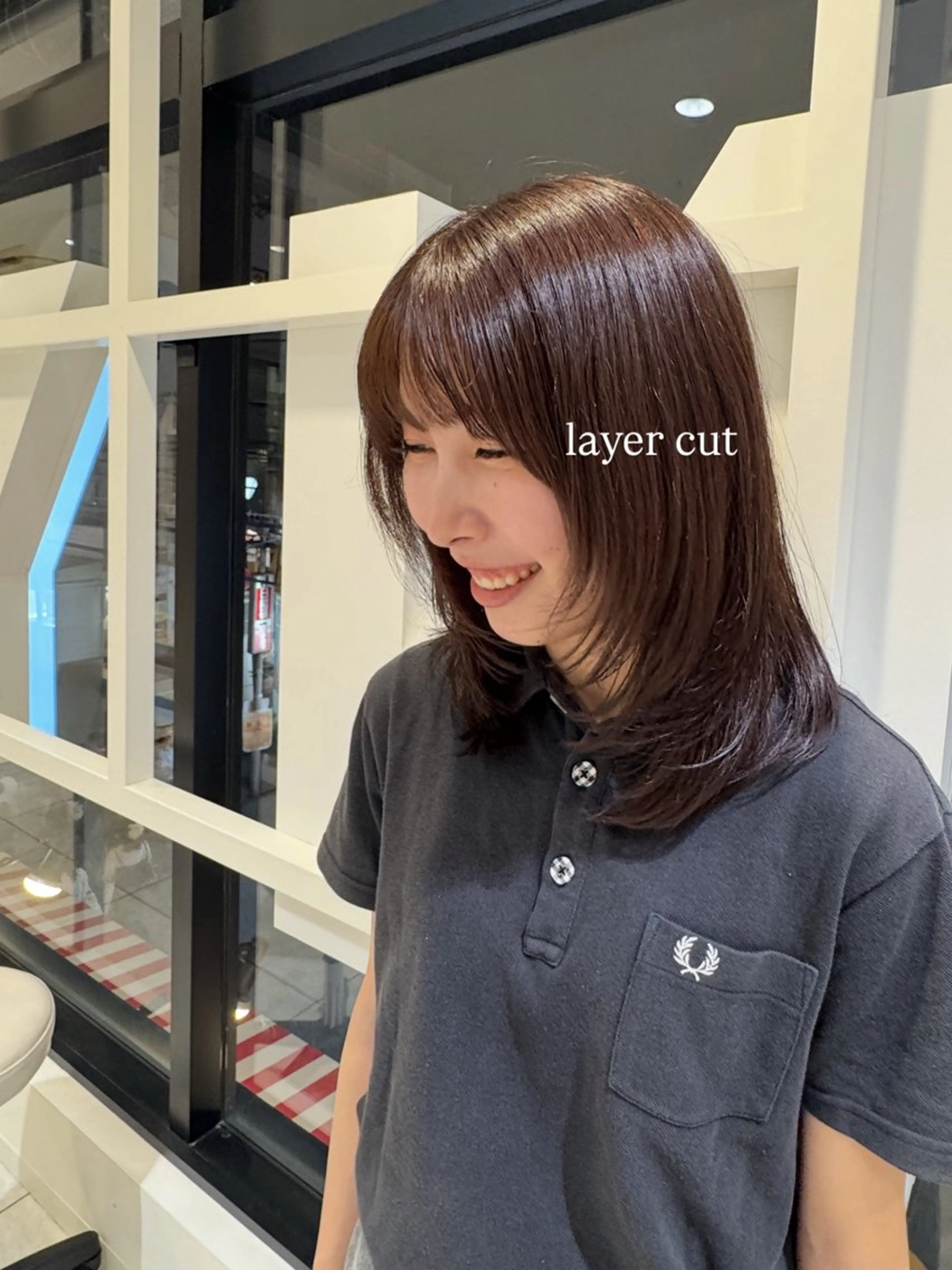 ミディアム カラー ブラウンカラー ラベンダーカラー ラベンダーブラウン 顔まわりレイヤー 顔周りカット カット ヘアカラー RIN🍎ウルフカッ ト/デザインカラーのヘアスタイル