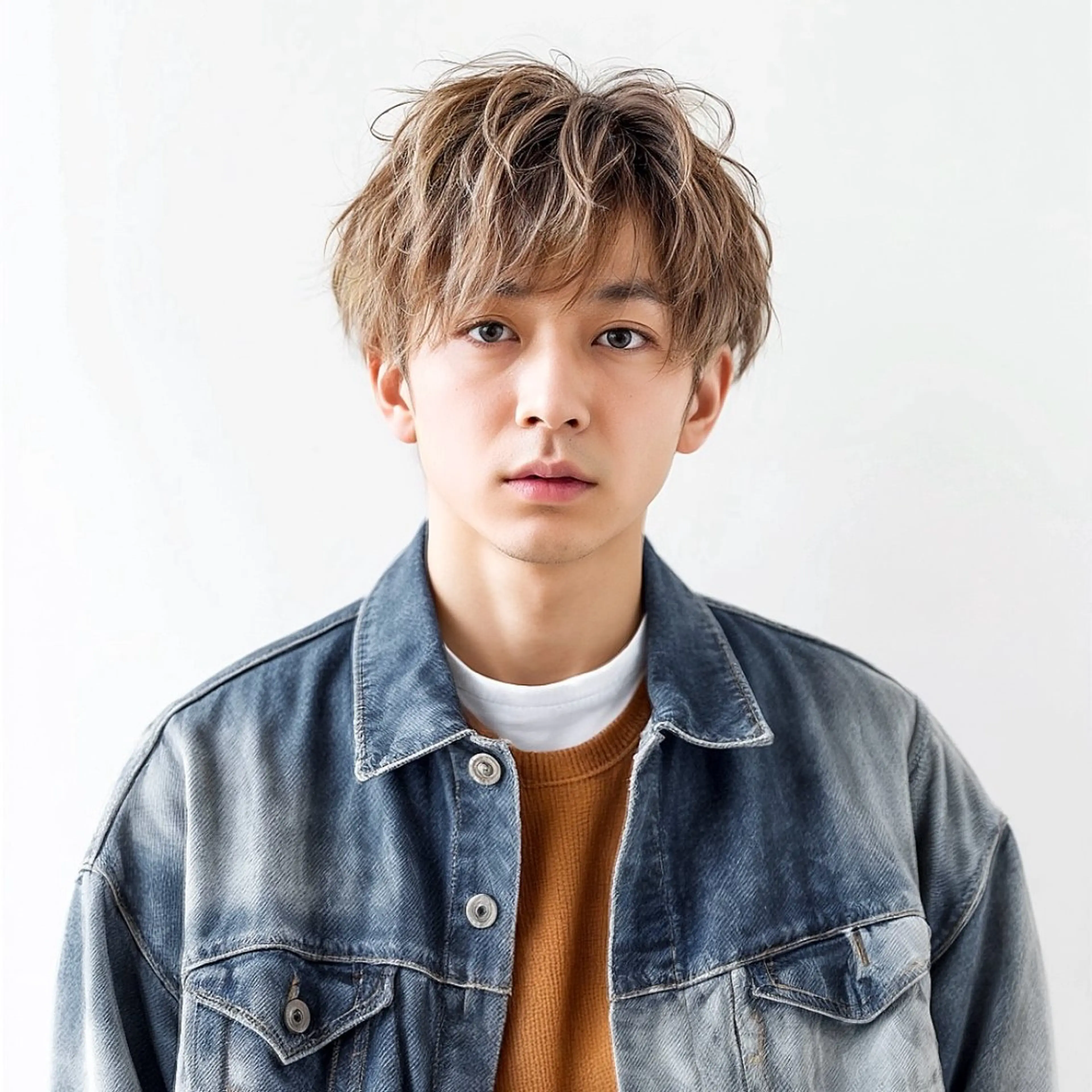 ショート パーマ メンズ センターパート マッシュ メンズパーマ プードルパーマ メンズショート カット ヘアカラー Attrait .のヘアスタイル