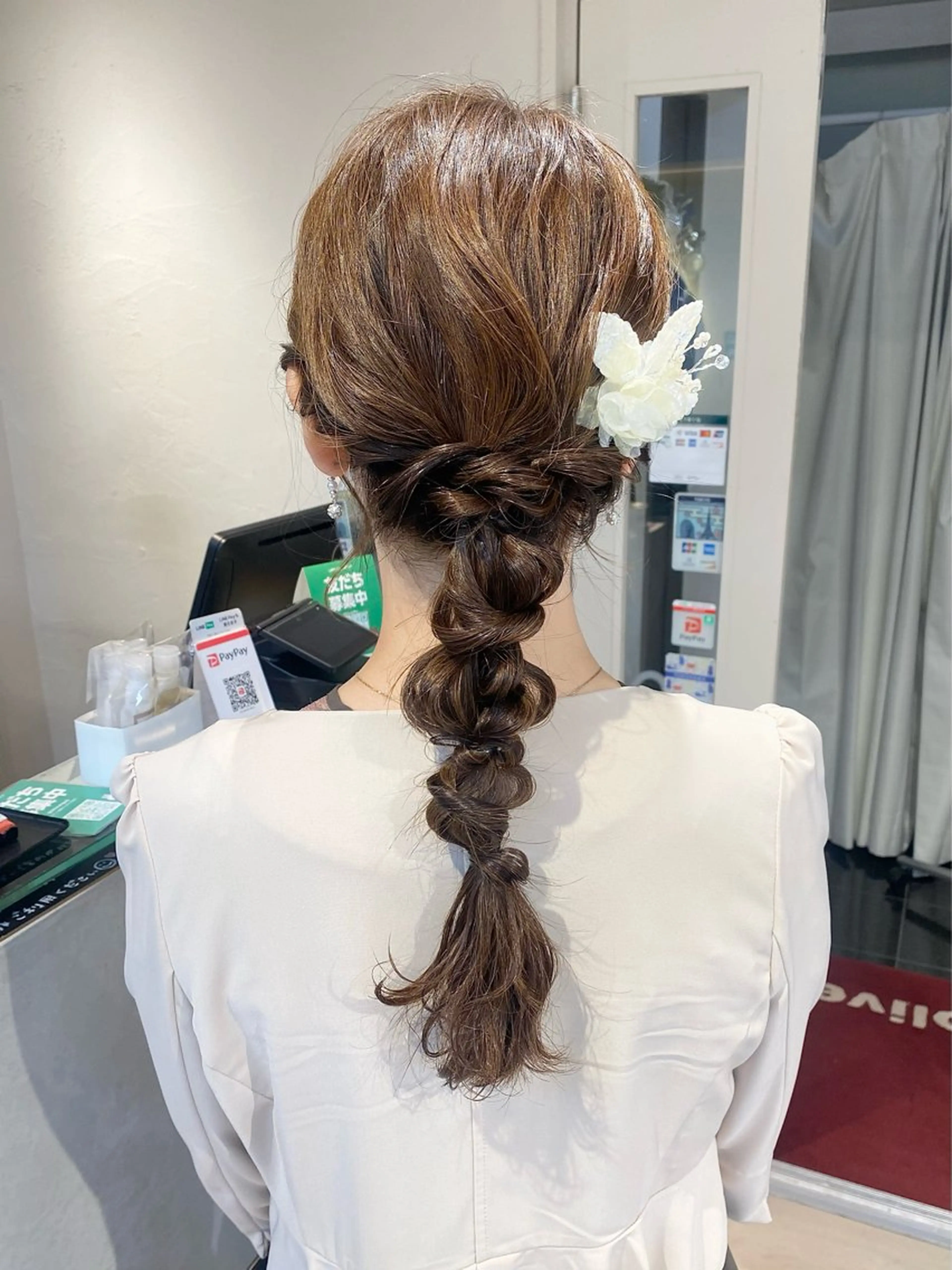 ロング ヘアアレンジ 結婚式・ブライダル Aya　ブリーチなし 🌱　ダブルカラーのヘアスタイル