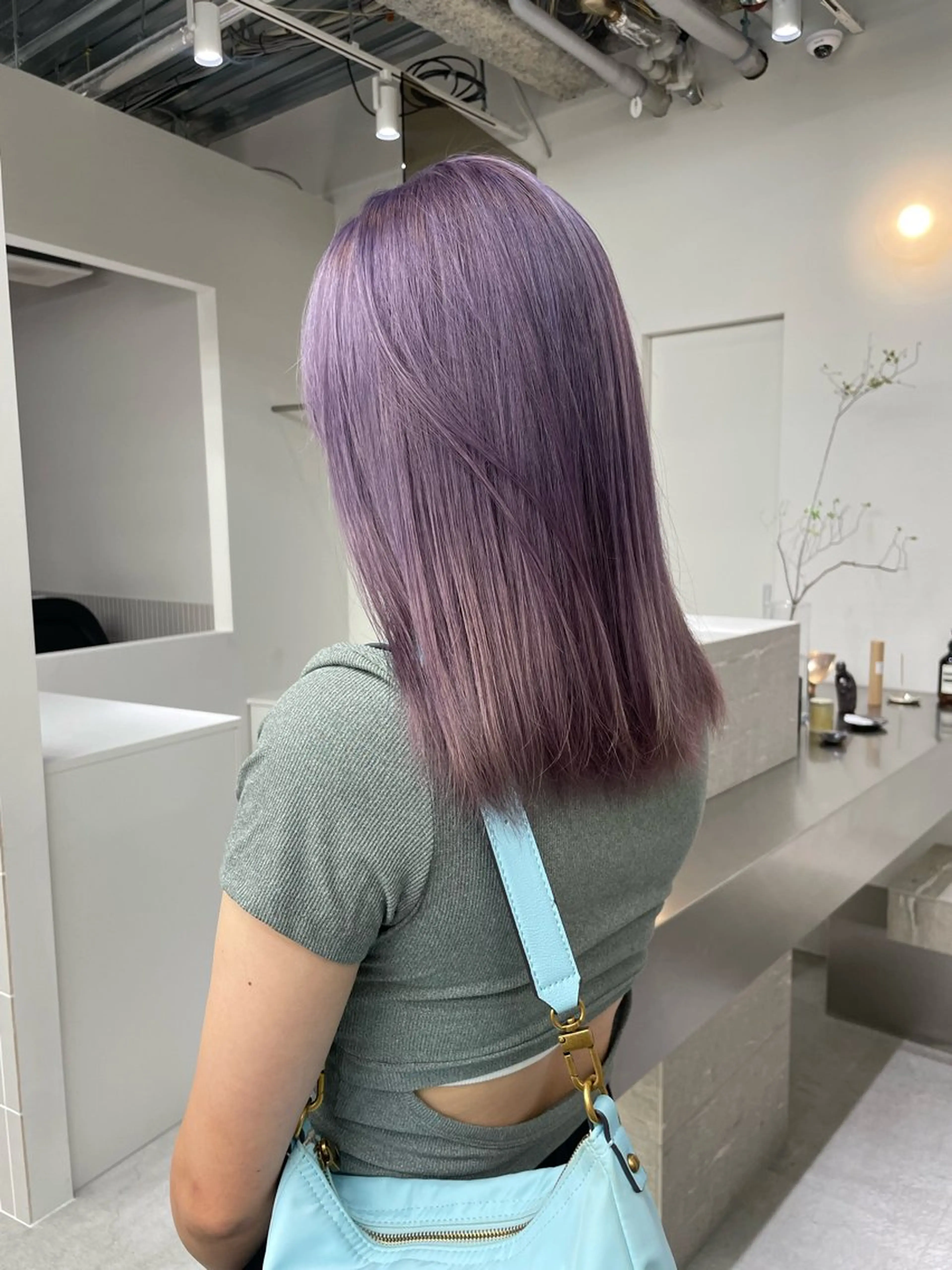 ミディアム カラー ブリーチ 透明感カラー stén所属・HARUKA/原宿 /ハイトーン/ボブのヘアスタイル