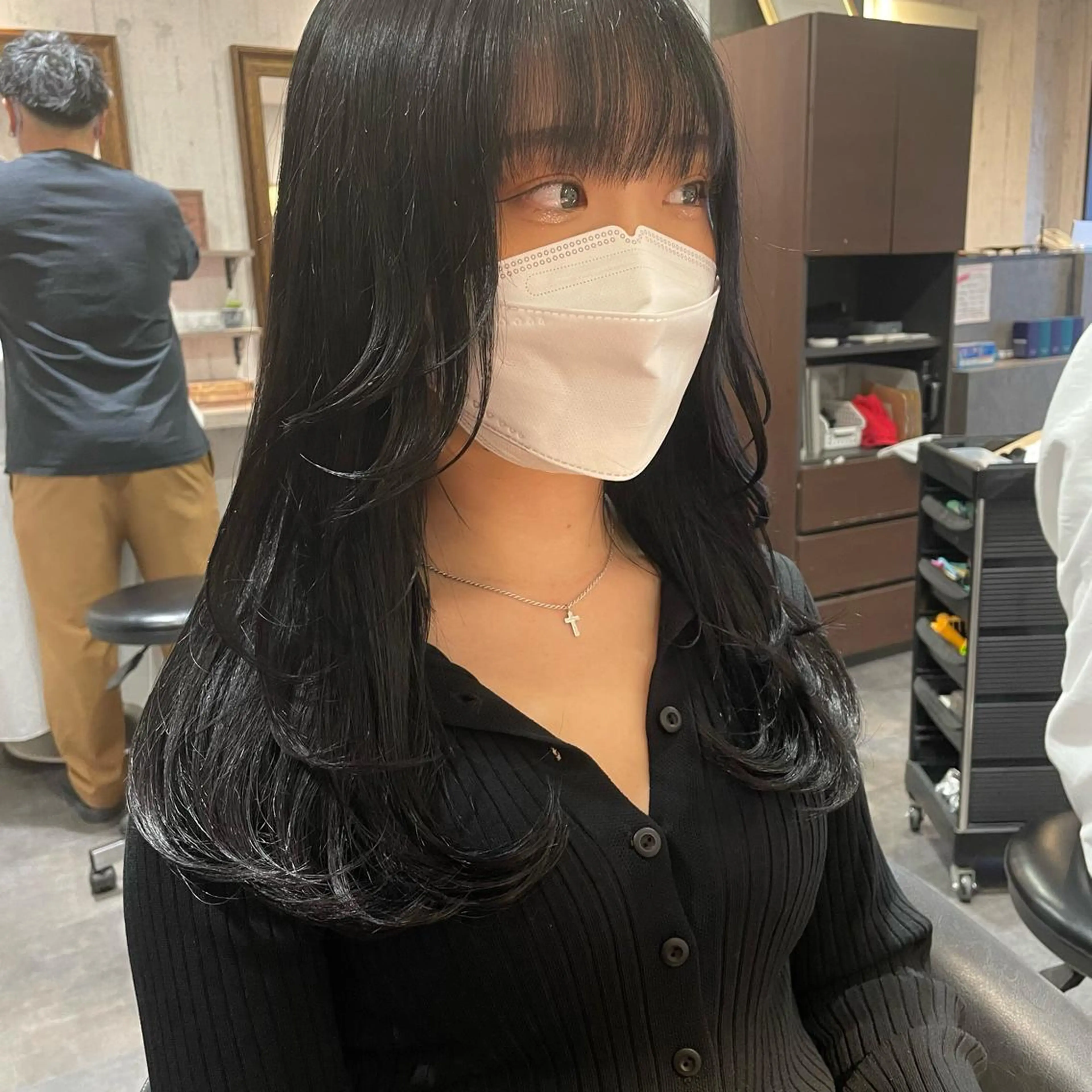 ロング カラー 顔まわりレイヤー 顔周りカット 韓国風ヘア レイヤーカット カット ヘアカラー トリートメント Wataru 外国人風カラー💎のヘアスタイル