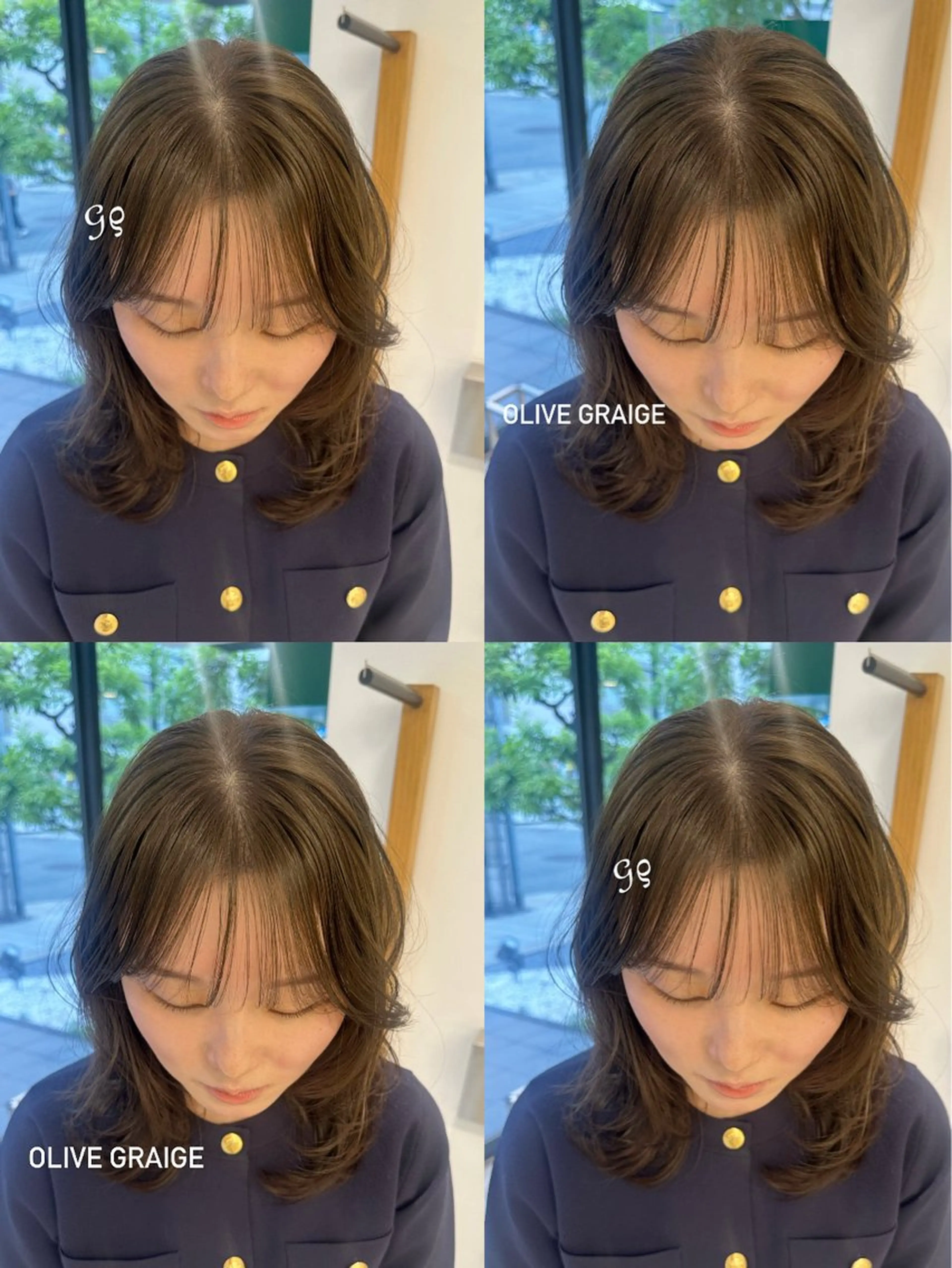 セミロング カラー ベージュカラー オリーブベージュ カット ヘアカラー トリートメント M所属・ハイトーン/透け感 カラー🎀真香のヘアスタイル