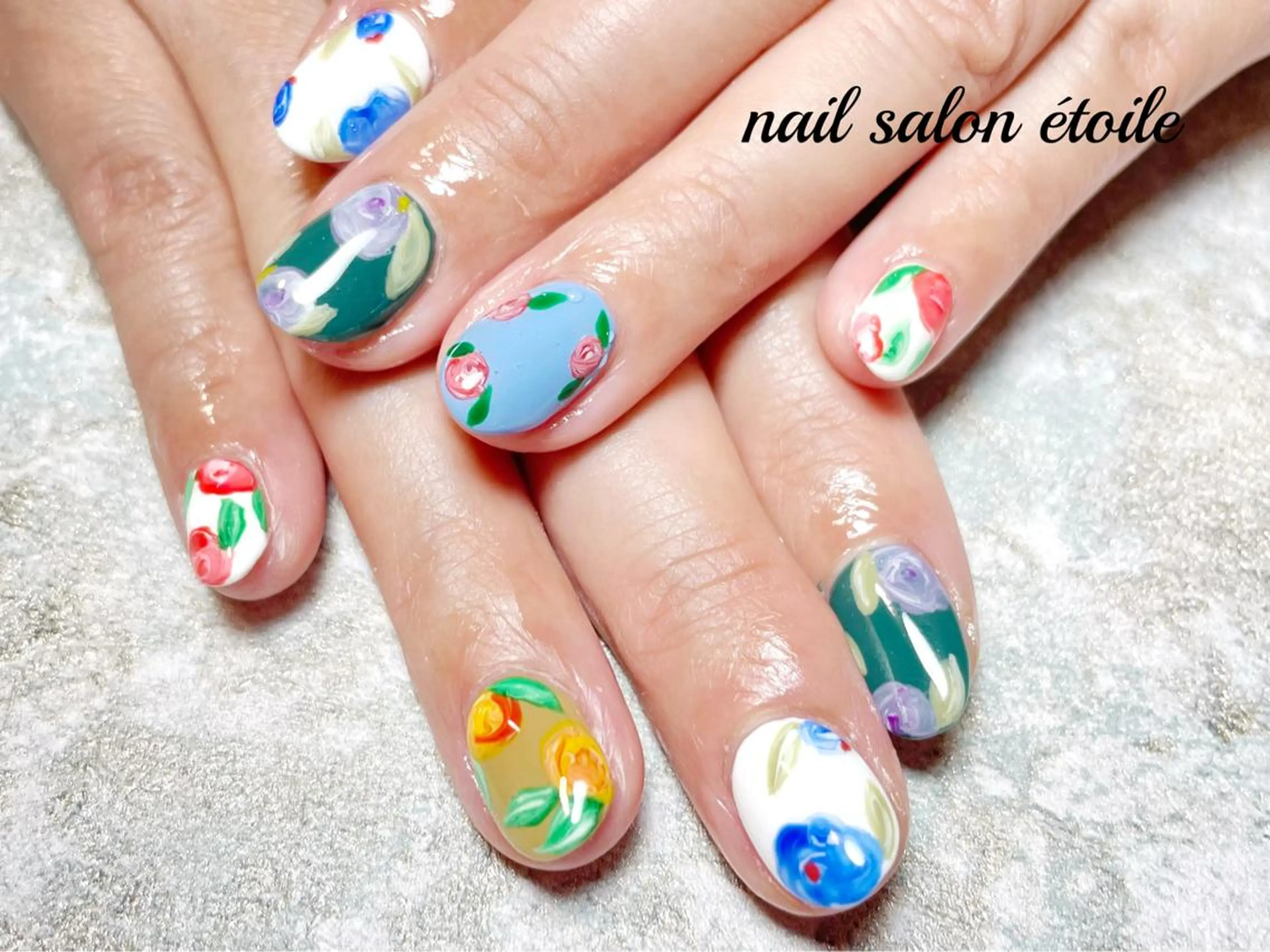 ネイル アートネイル フラワーネイル ジェルネイル ハンドネイル nail salon étoileのネイルデザイン