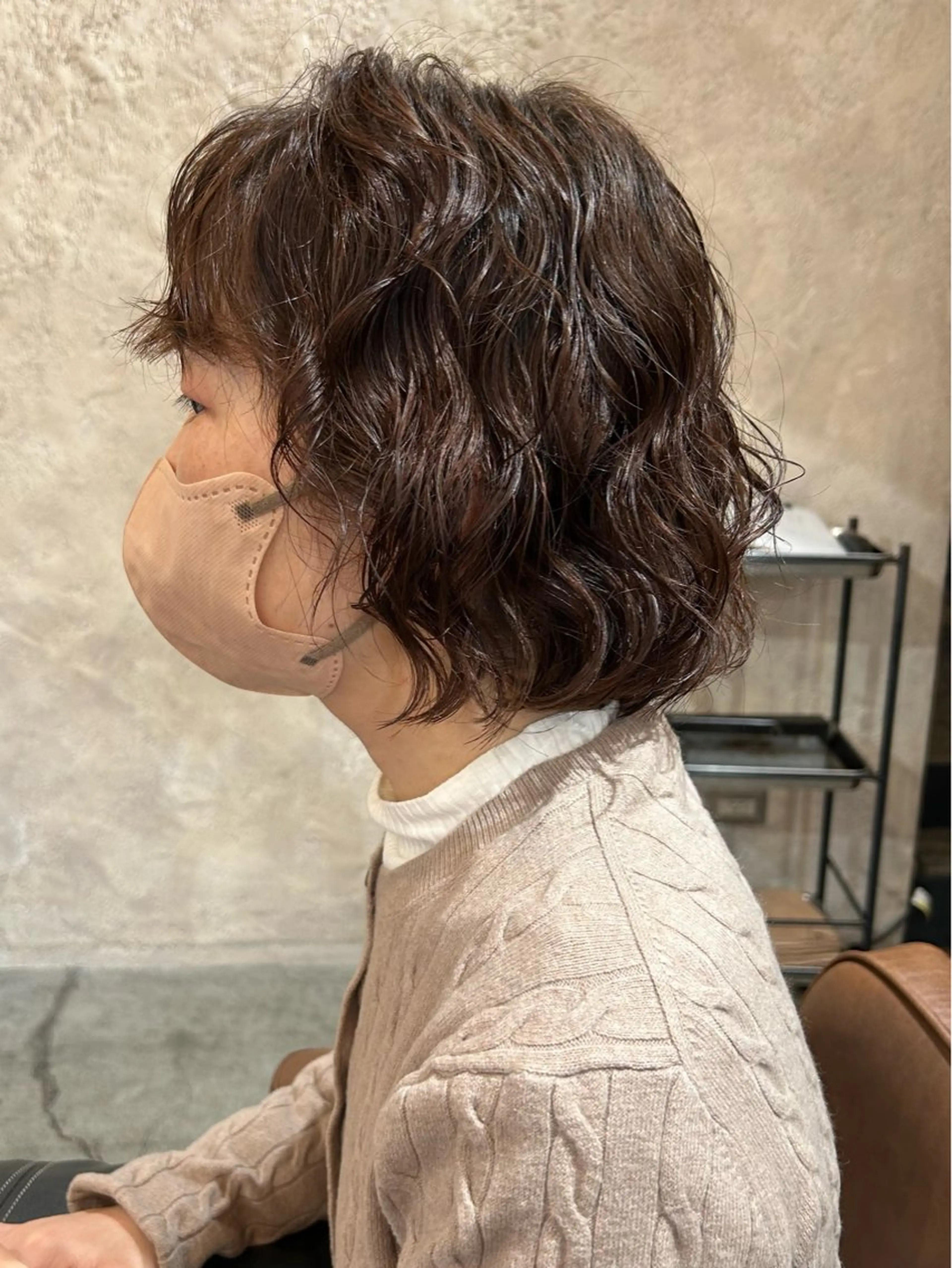 ショート パーマ カット 梅田/透明感カラー ボブレイヤーきょうかのヘアスタイル