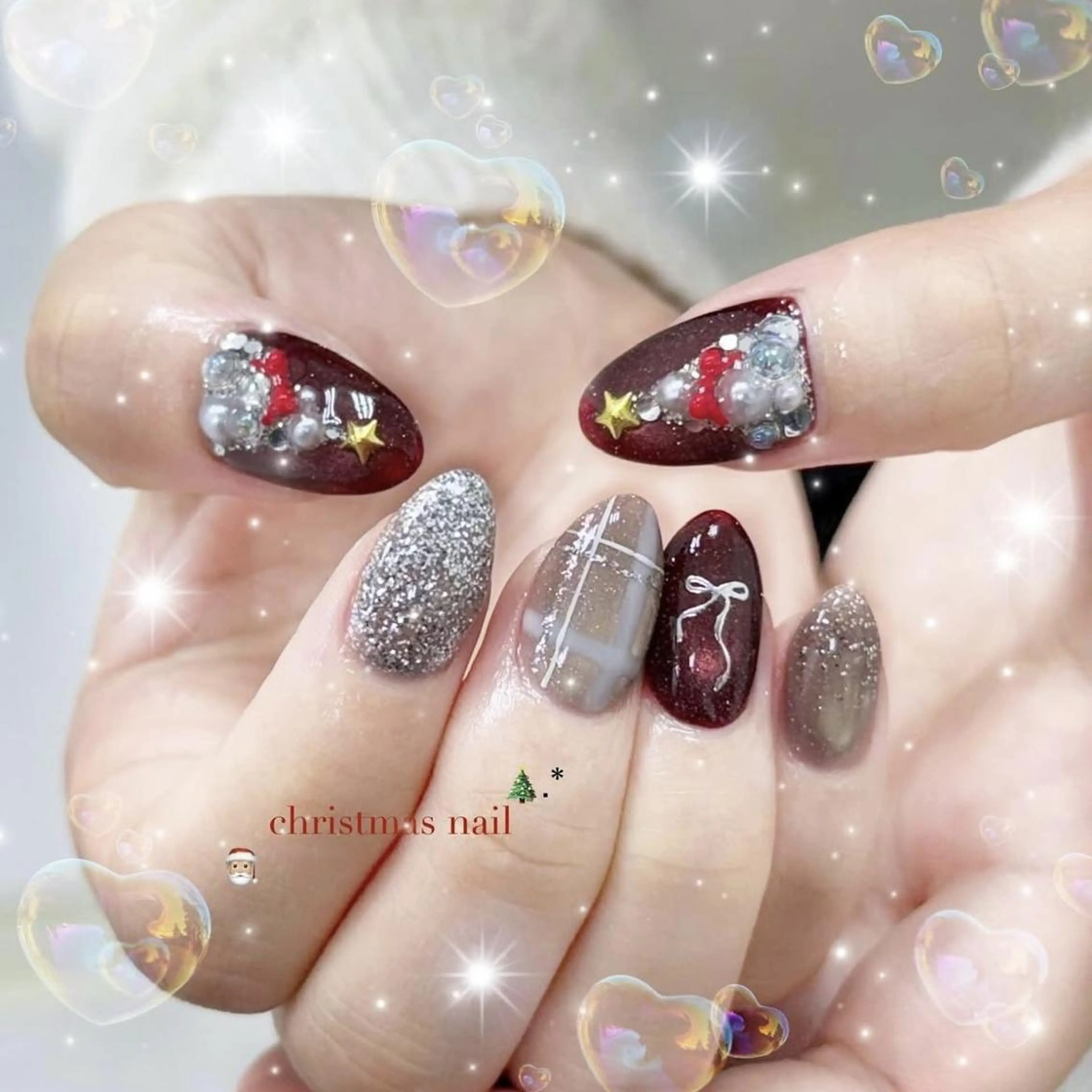 ネイル フレンチネイル ジェルネイル キラキラネイル 韓国ネイル マグネットネイル ハンドネイル Purasia高橋✧ マグ/地雷/Y2Kのネイルデザイン