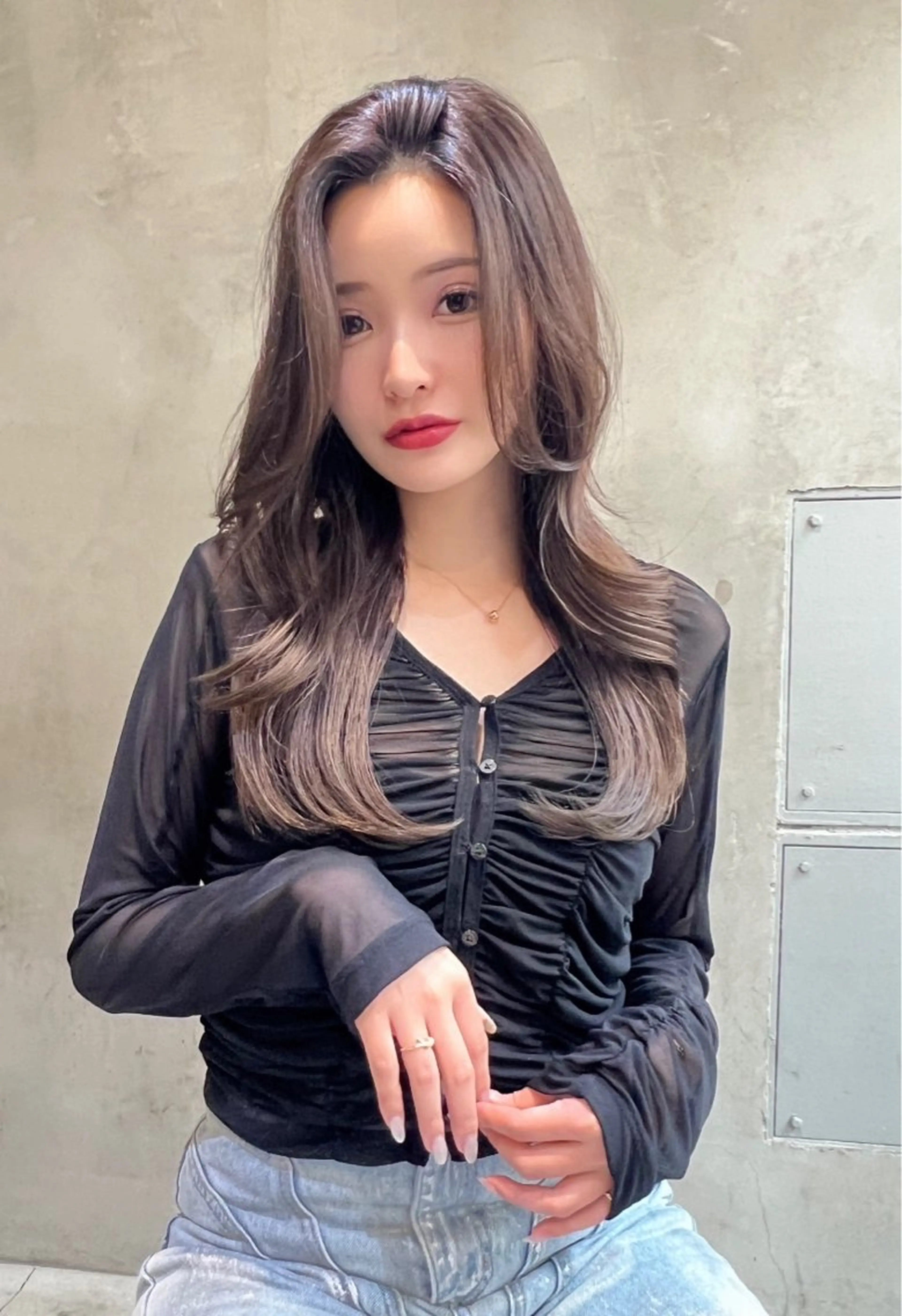 セミロング カラー ヘアアレンジ 🫧艶髪矯正 髪質改 善ブリーチ🫧 大介のヘアスタイル
