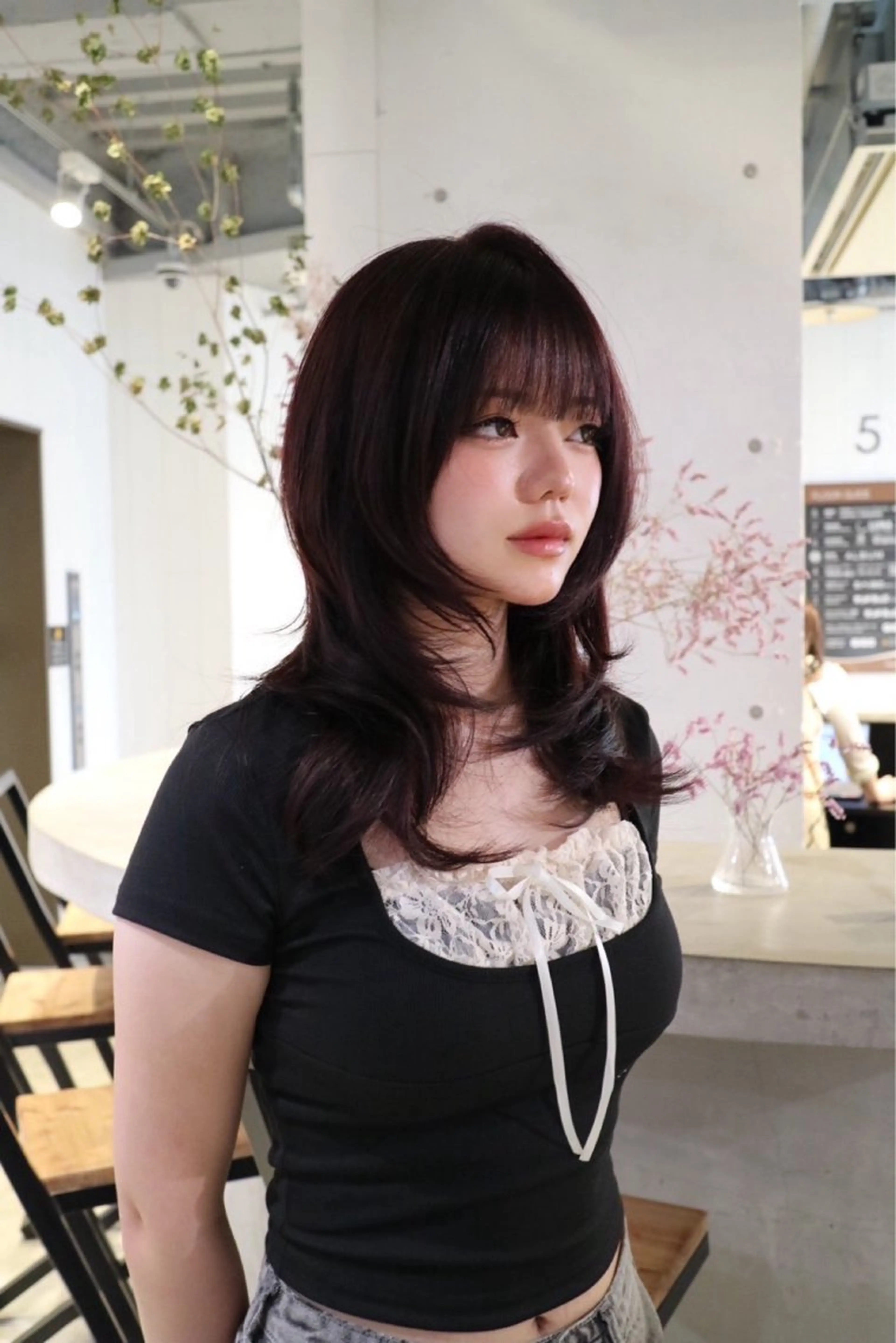 ロング カラー ハイレイヤー レイヤーカット ✨バレイヤージュ ✨イェビンのヘアスタイル