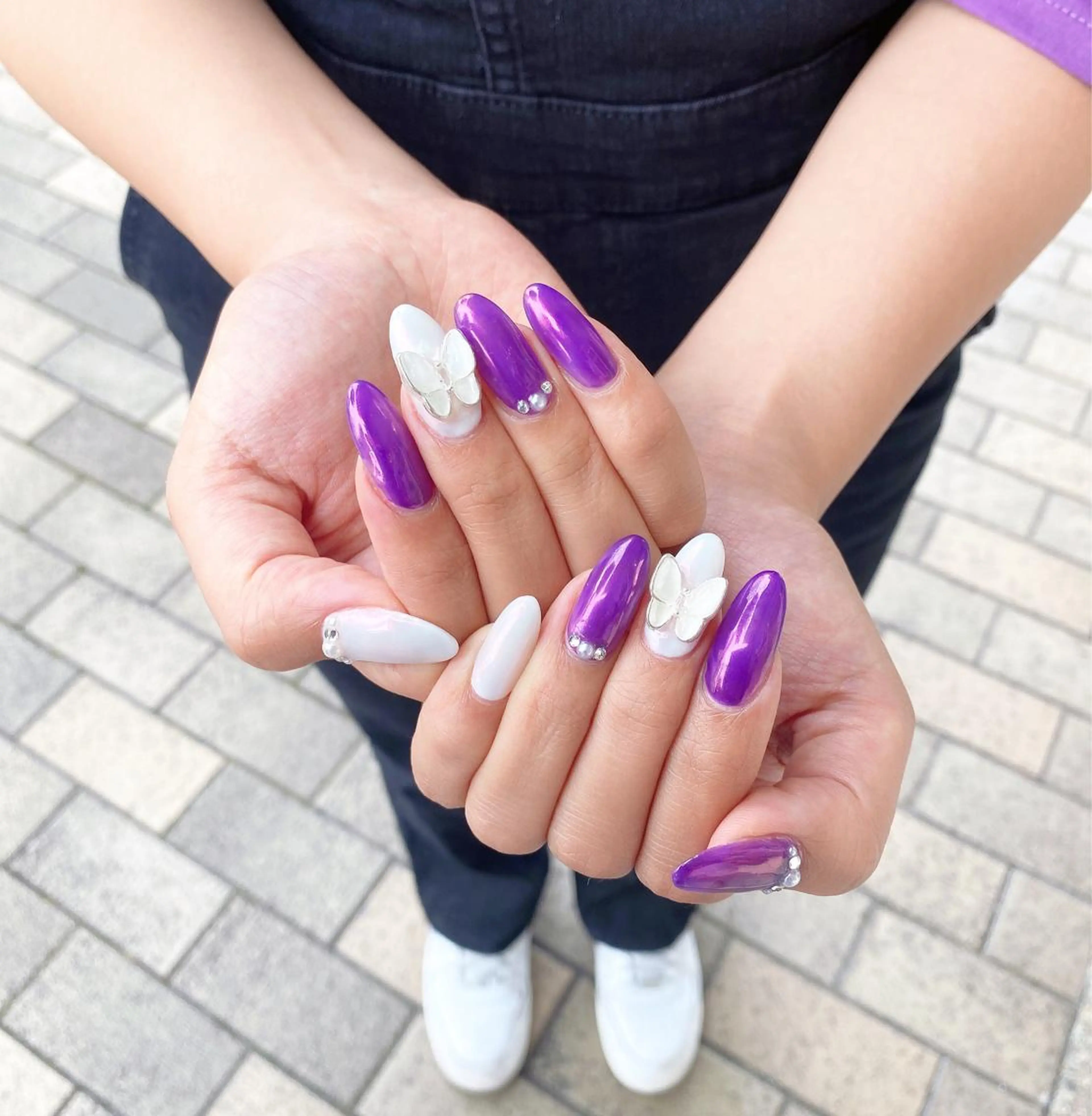 ネイル ミラーネイル パープル ハンドネイル フットネイル ハンドケア nail salon  AlgeTy所属・✴︎:.｡. MAKI.｡.:✴︎のネイルデザイン