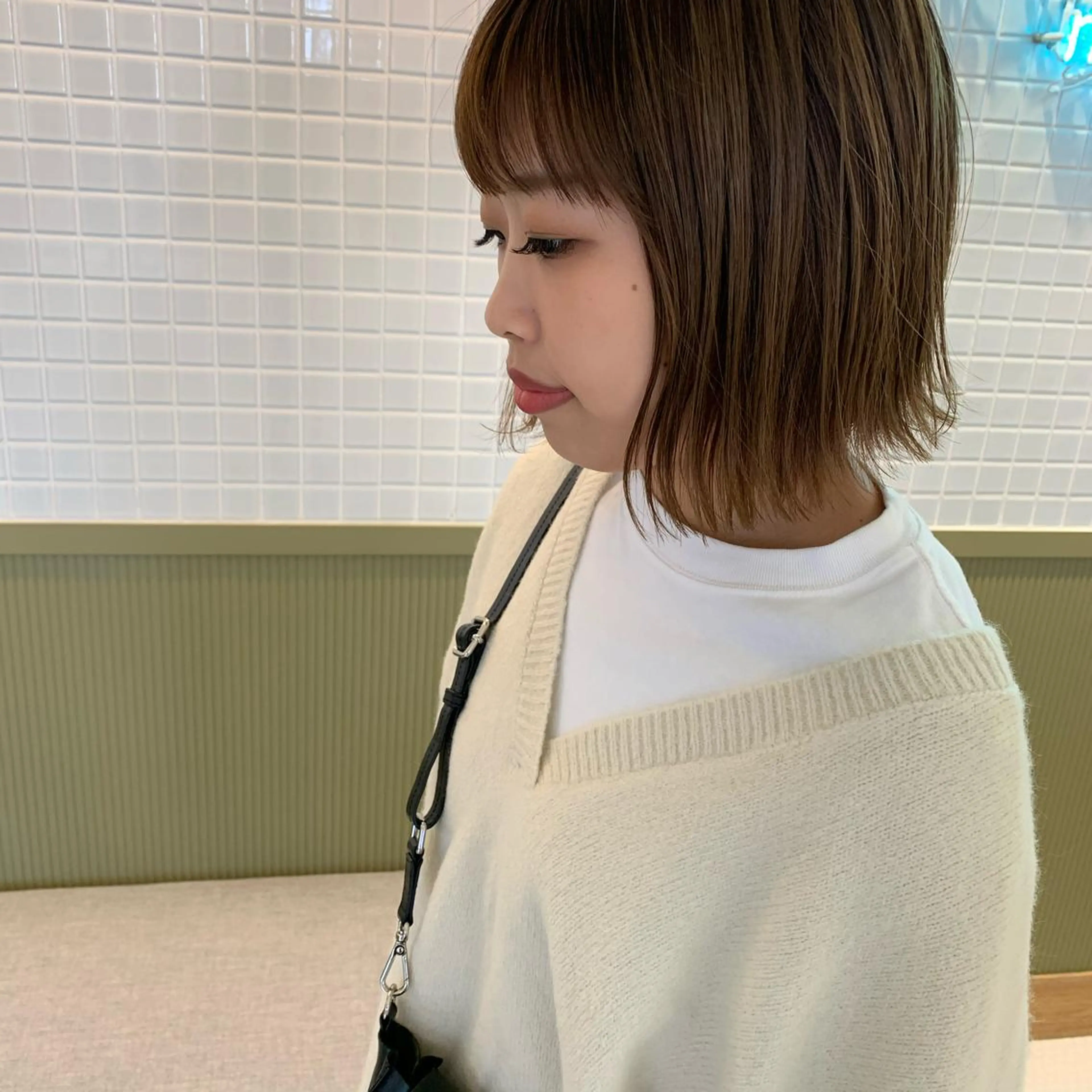 ミディアム 切りっぱなしボブ ボブ カット emme MIHO♡のヘアスタイル