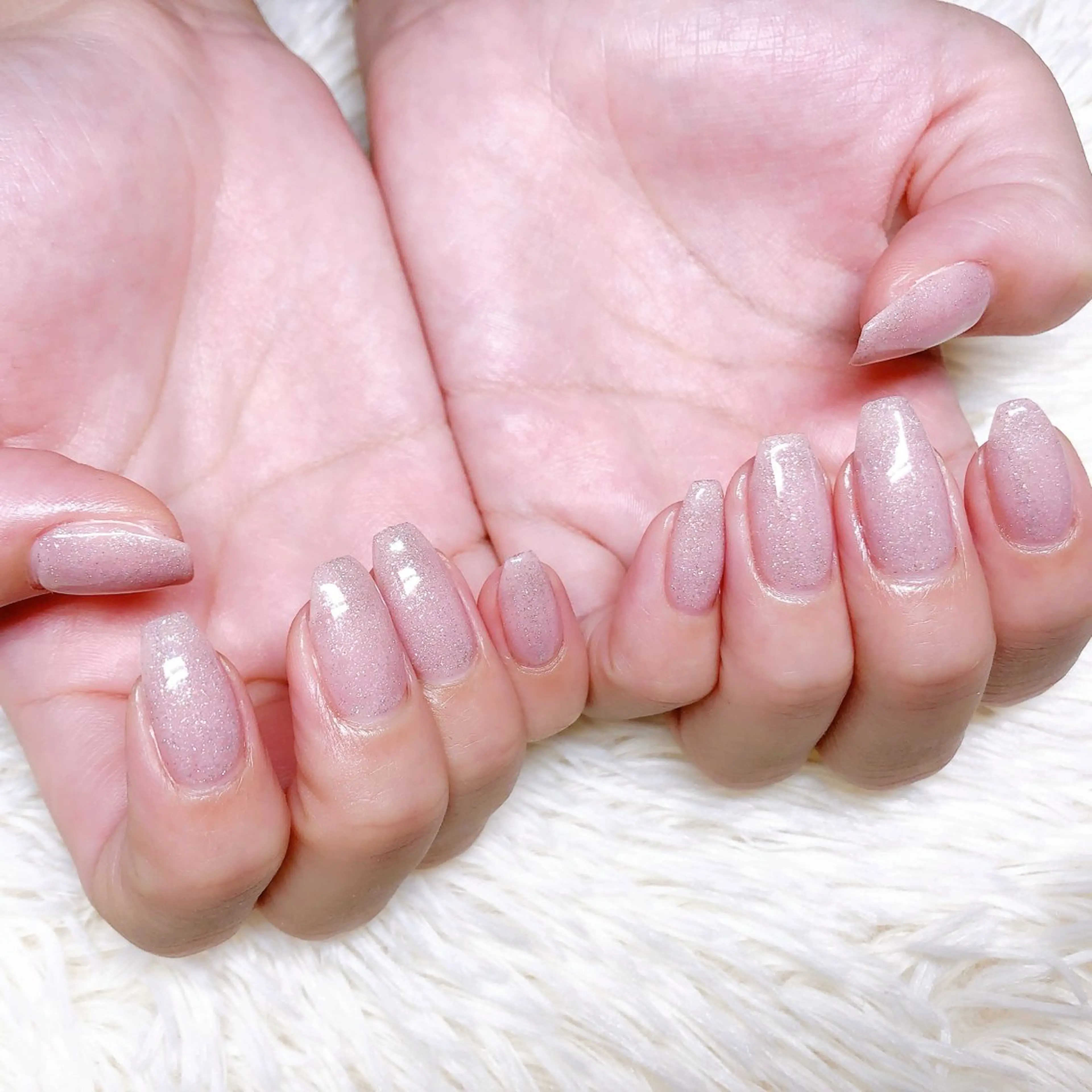 ネイル ラメ(グリッター) ワンカラーネイル ピンク シンプルネイル espoir shibuyaのネイルデザイン