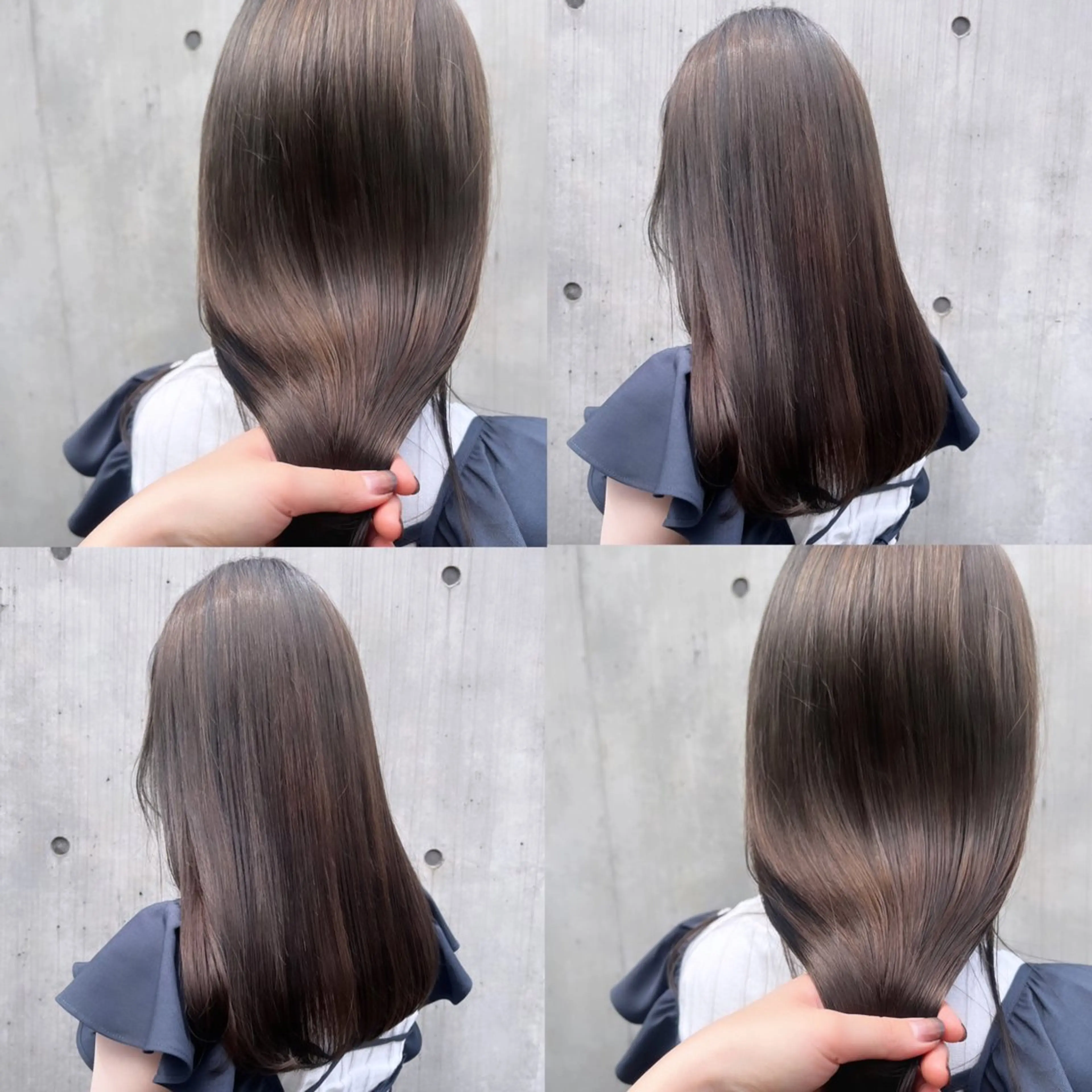 セミロング カラー ベージュカラー ブラウンカラー 透明感カラー グレージュ オリーブベージュ ヘアカラー トリートメント ヘッドスパ ヘアセット カジュアルを女っぽく 𝗮𝘆𝗮𝗰𝗼のヘアスタイル