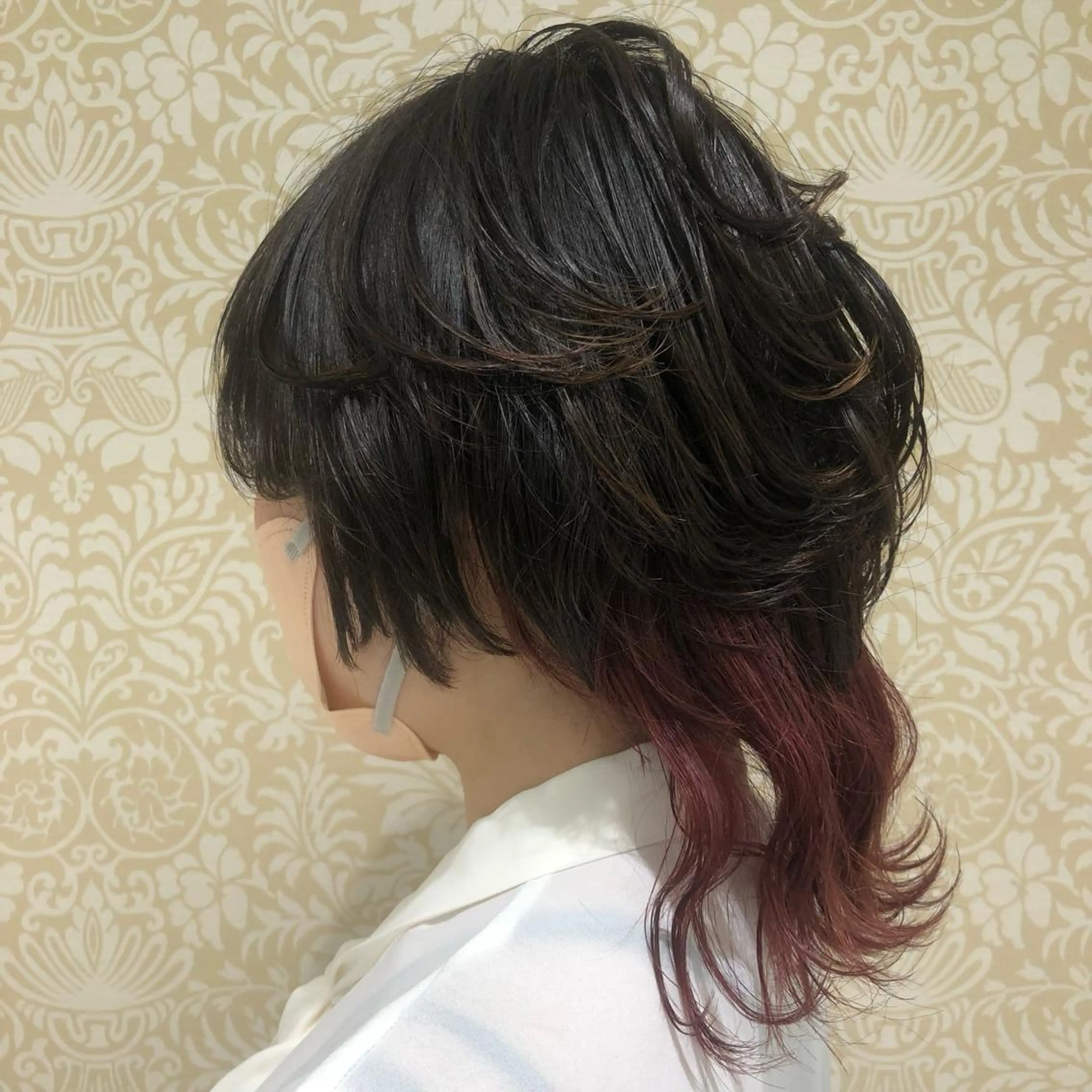 セミロング カラー ブリーチ レッドカラー カット ヘアカラー トリートメント 🐠寒色系×パーマ 櫻井　麿偉🐏のヘアスタイル