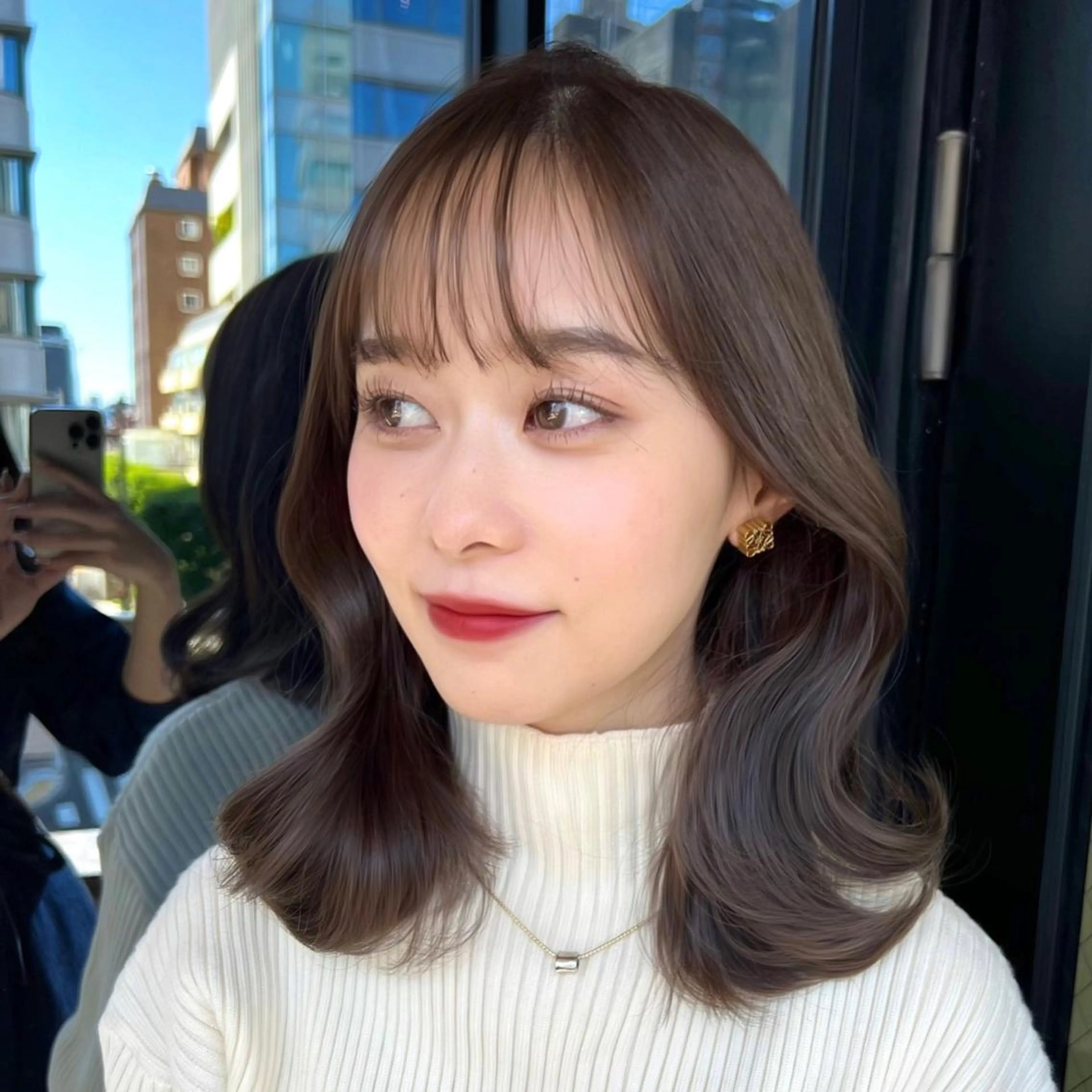 ミディアム カット 縮毛矯正 トリートメント 韓国ヘア♡ 顔まわりカットayaのヘアスタイル