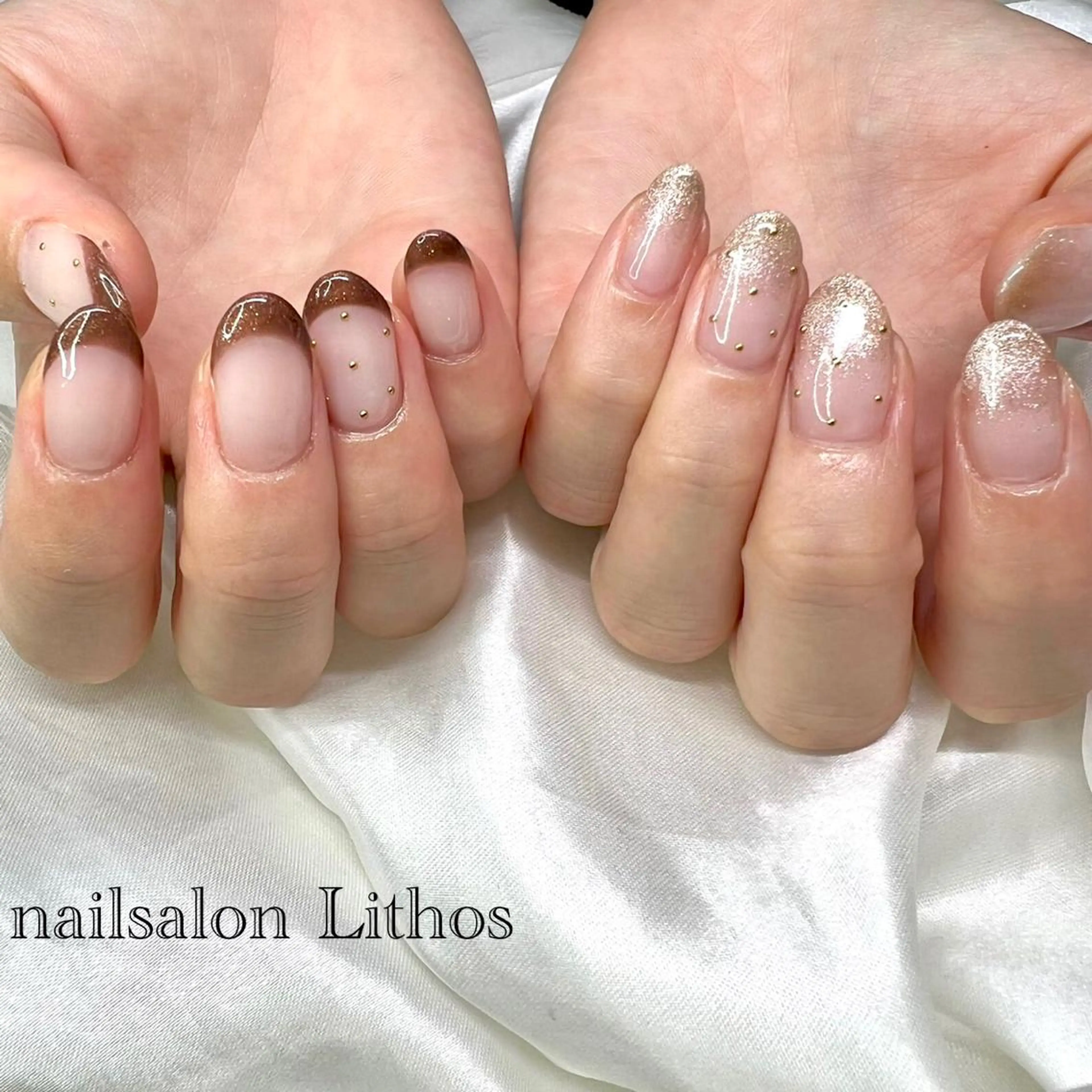 ネイル ラメ(グリッター) ラメグラデーション ハンドネイル nailsalon Lithos所属・nailsalon Recontreのネイルデザイン