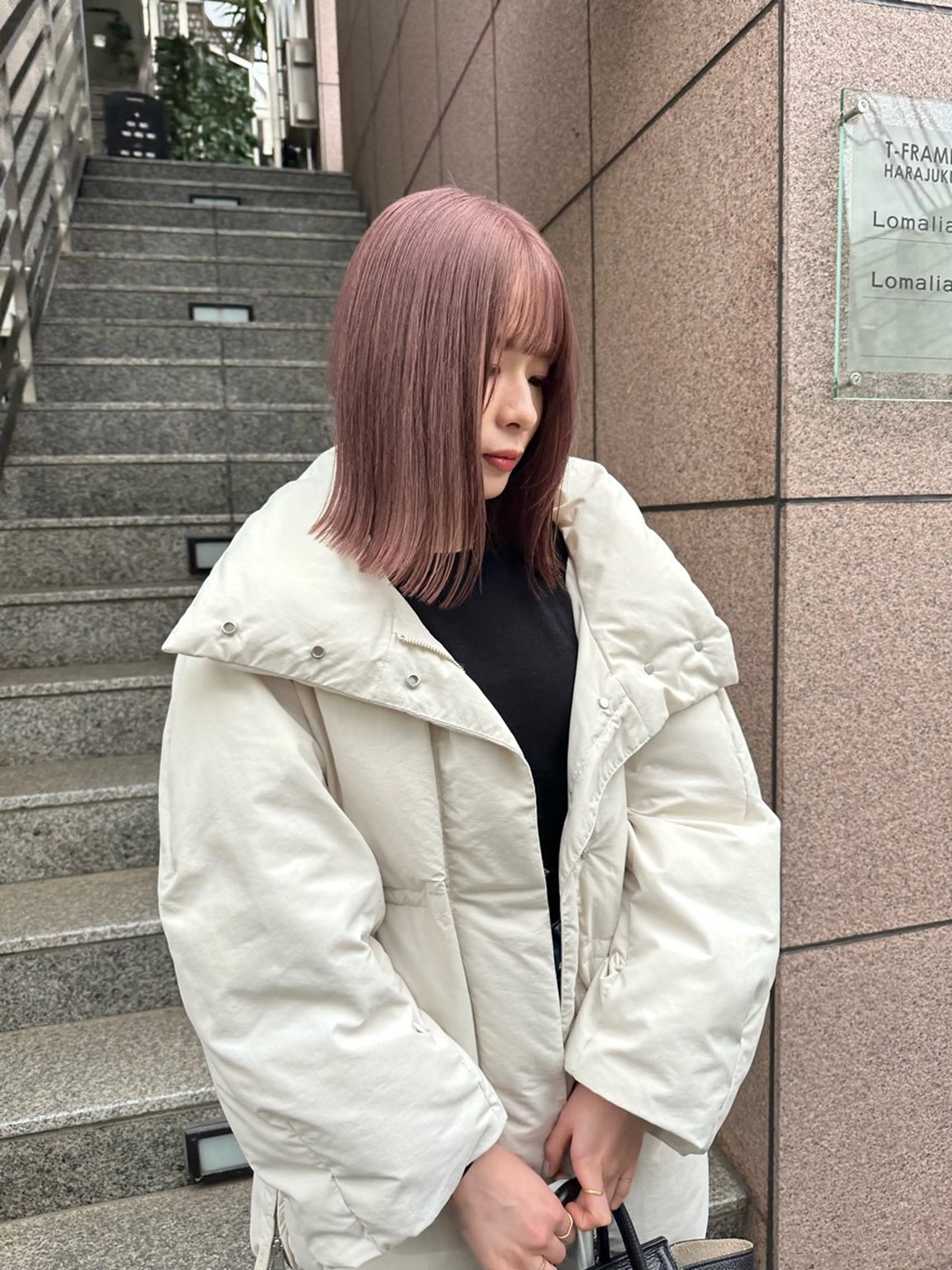 ショート カラー ブリーチ ハイトーンカラー ブリーチなしカラー ピンクカラー ボブ カット ヘアカラー トリートメント REINA☁️透明感 カラー/ぷつっと♡のヘアスタイル