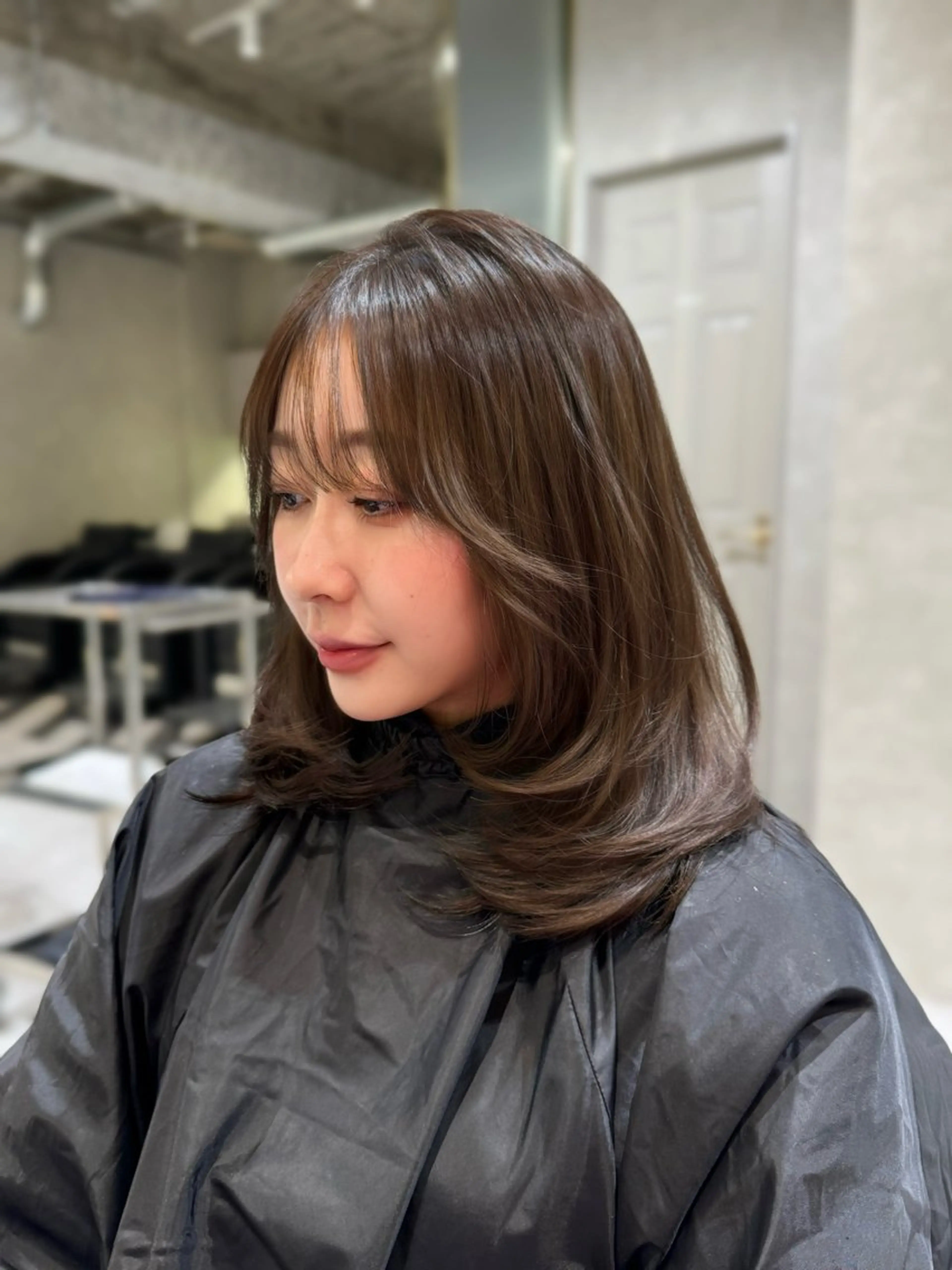 セミロング カラー カット ヘアカラー 透明感/レイヤー カット🎀マコのヘアスタイル