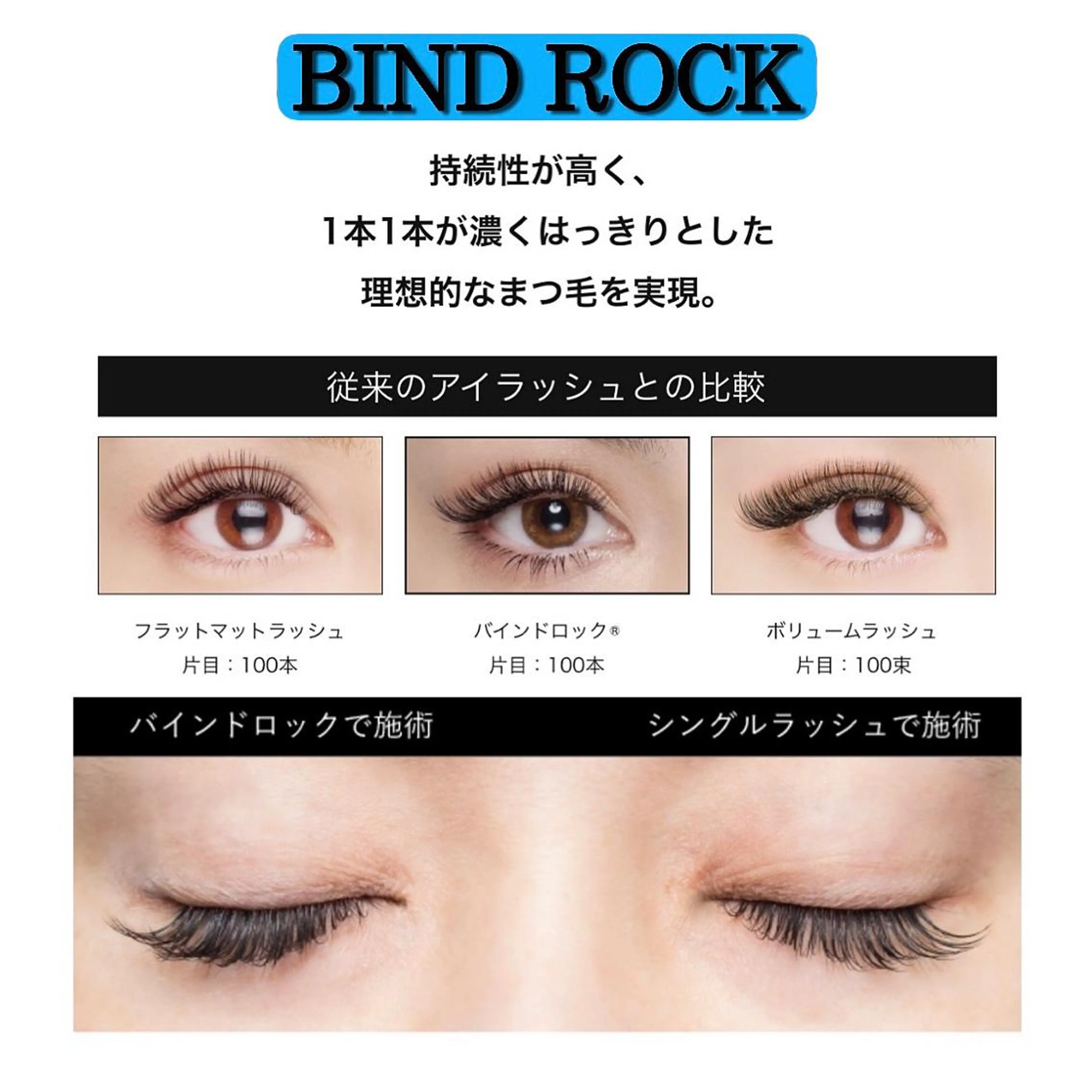 マツエク・マツパ バインドロック 束感まつ毛 フラットラッシュ ボリュームラッシュ マツエク パリジェンヌ/美眉 OLIVIA加藤のマツエク・マツパデザイン