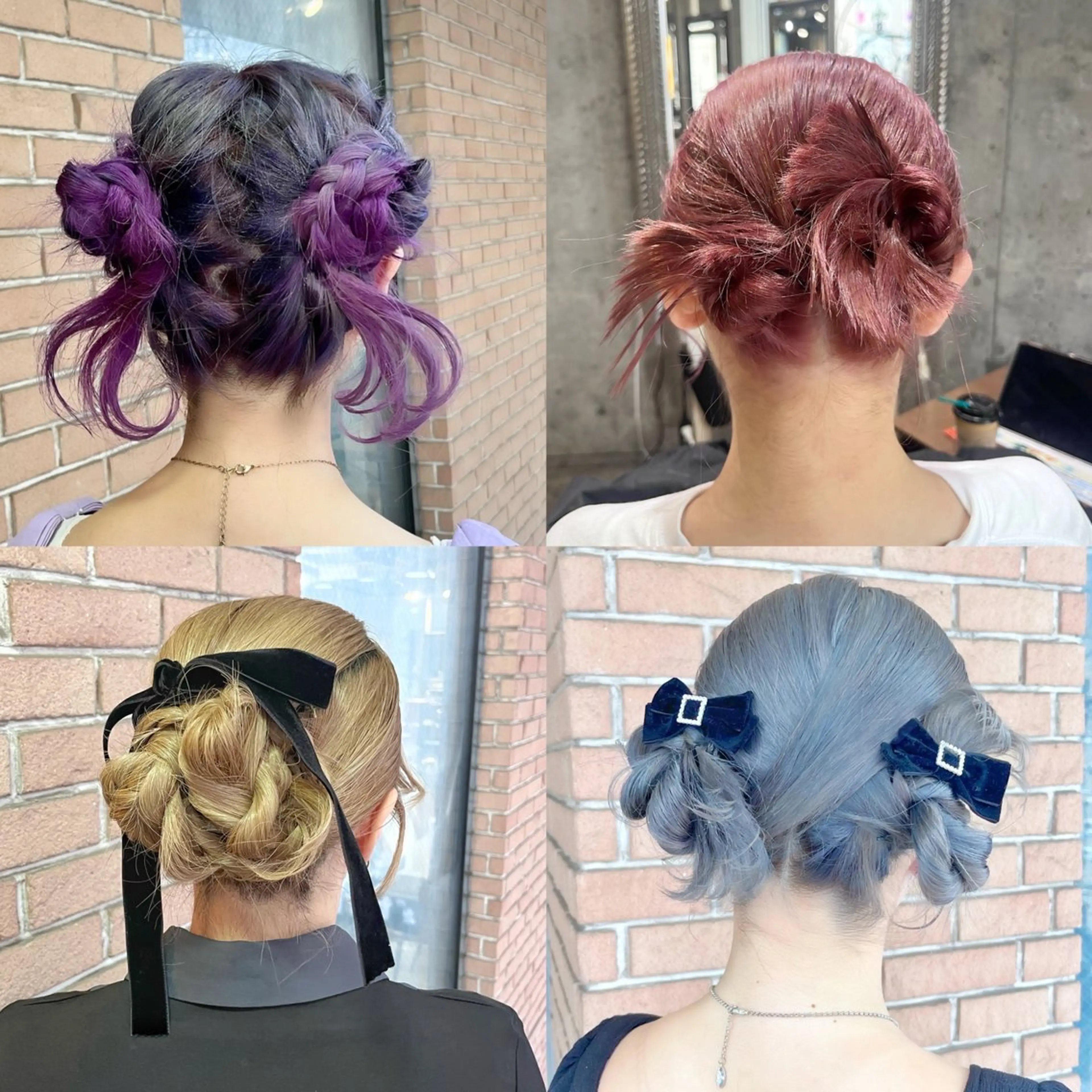 セミロング カラー ヘアアレンジ ブリーチ ピンクカラー🩷 ヘアセットＮＯ.1のヘアスタイル
