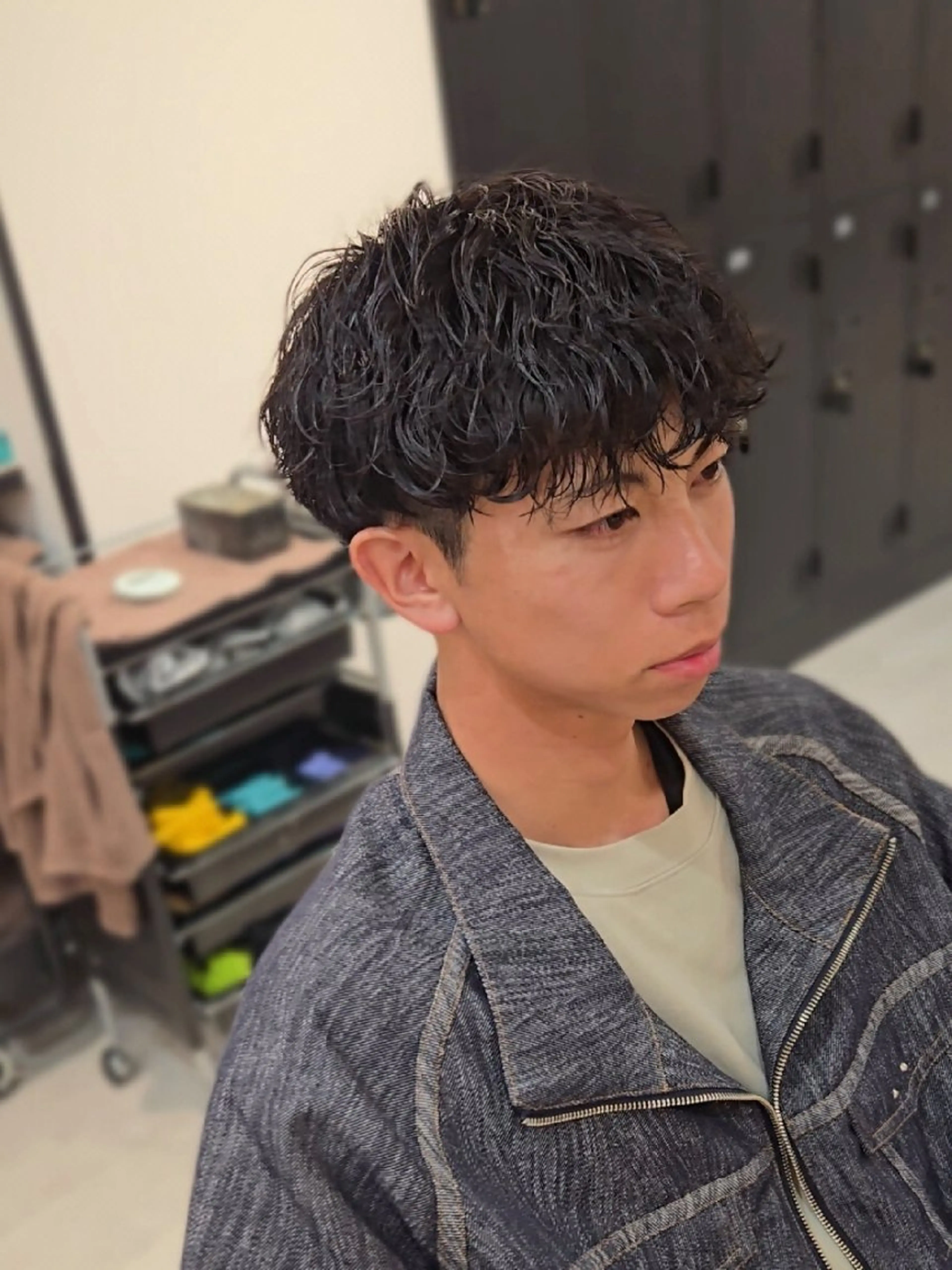 メンズ ミディアム パーマ ミディアムパーマ メンズパーマ 波巻きパーマ カット パーマ ヘアセット Lapis 名古屋駅前店所属・LEN名古屋/パーマ メンズ特化美容師のヘアスタイル