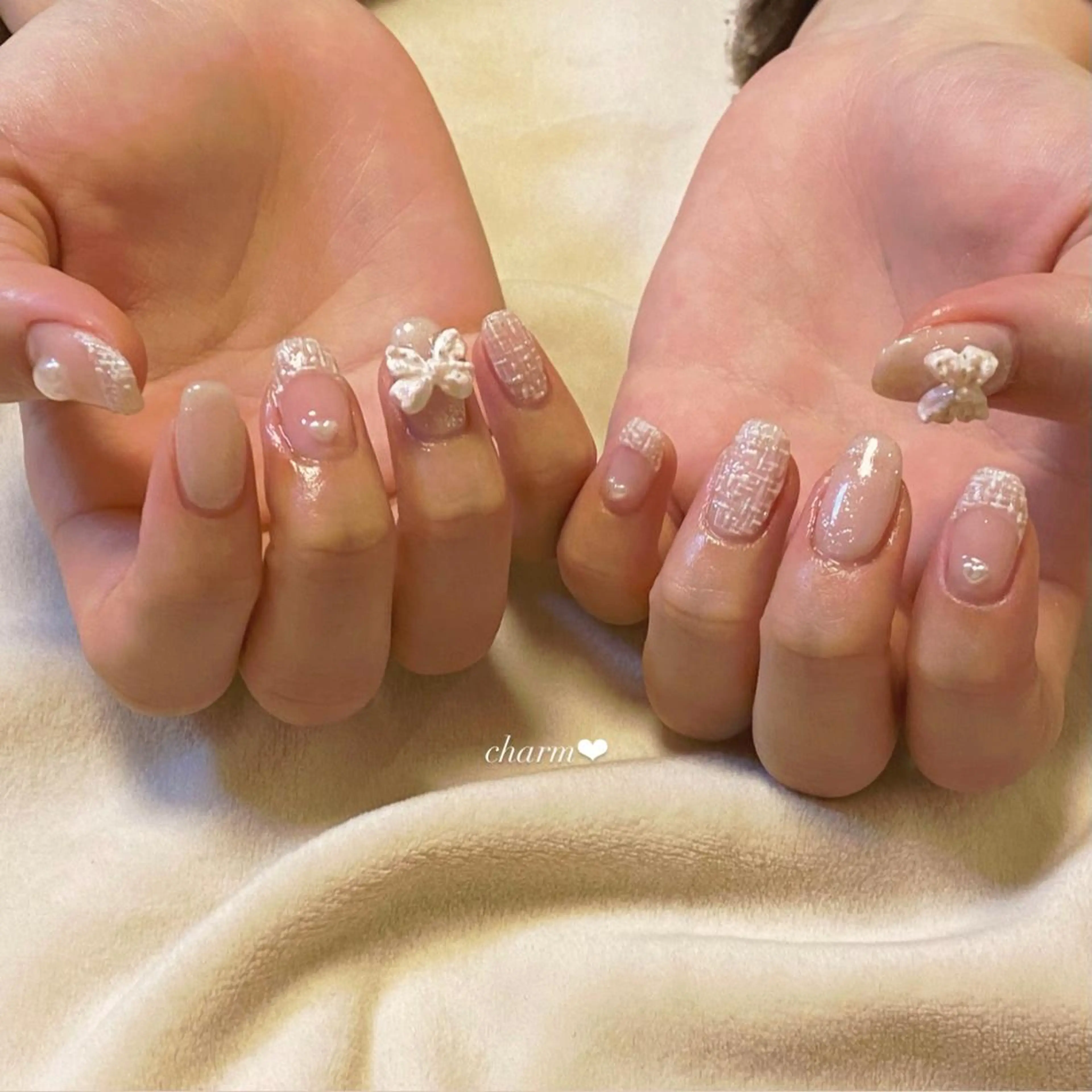 ネイル ツイードネイル ハンドネイル nail salon charmのネイルデザイン