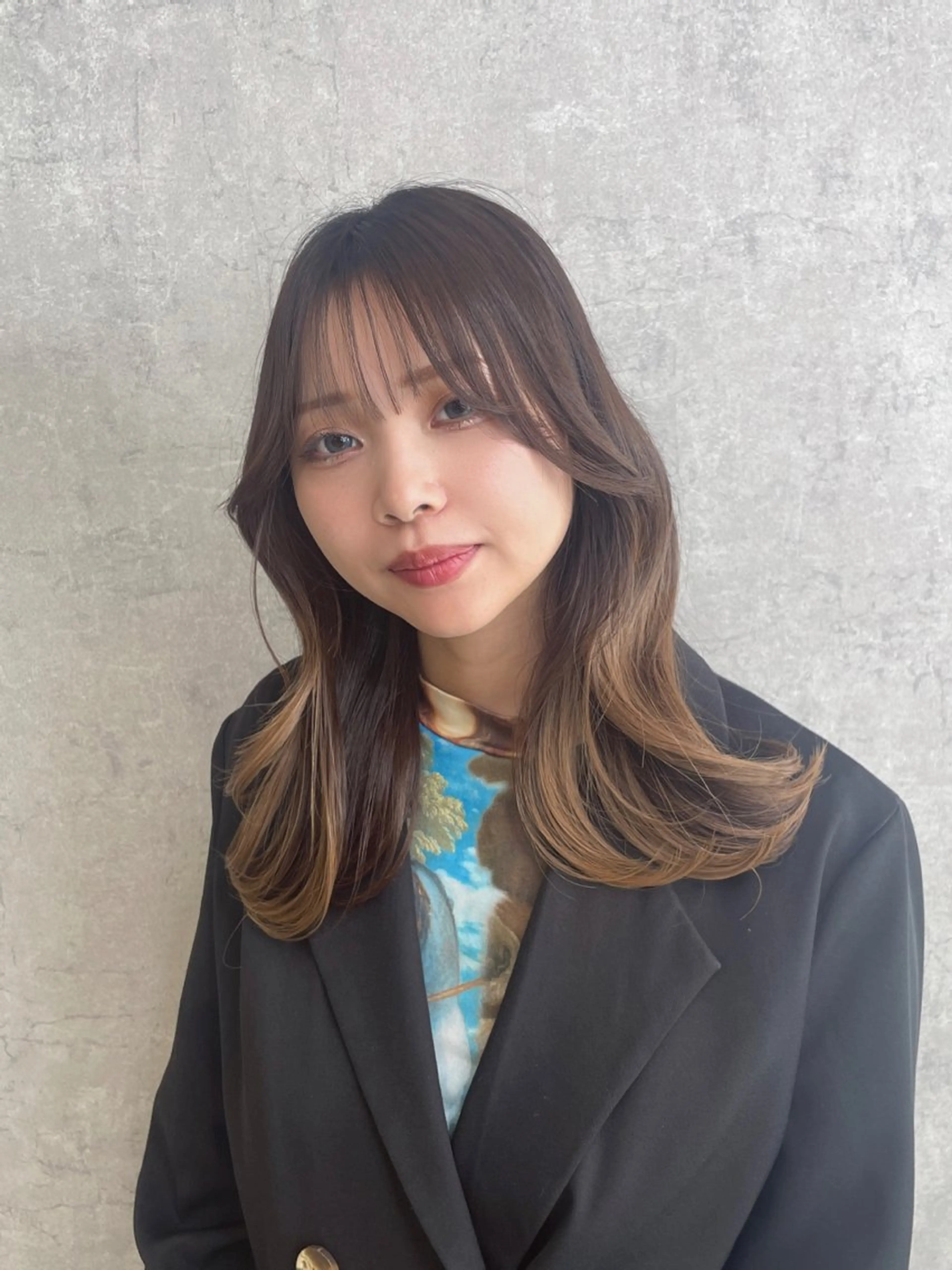 ミディアム 顔まわりレイヤー 顔周りカット 姫カット 髪質改善 韓国風ヘア トレンド韓国ヘア 🇰🇷のんのヘアスタイル