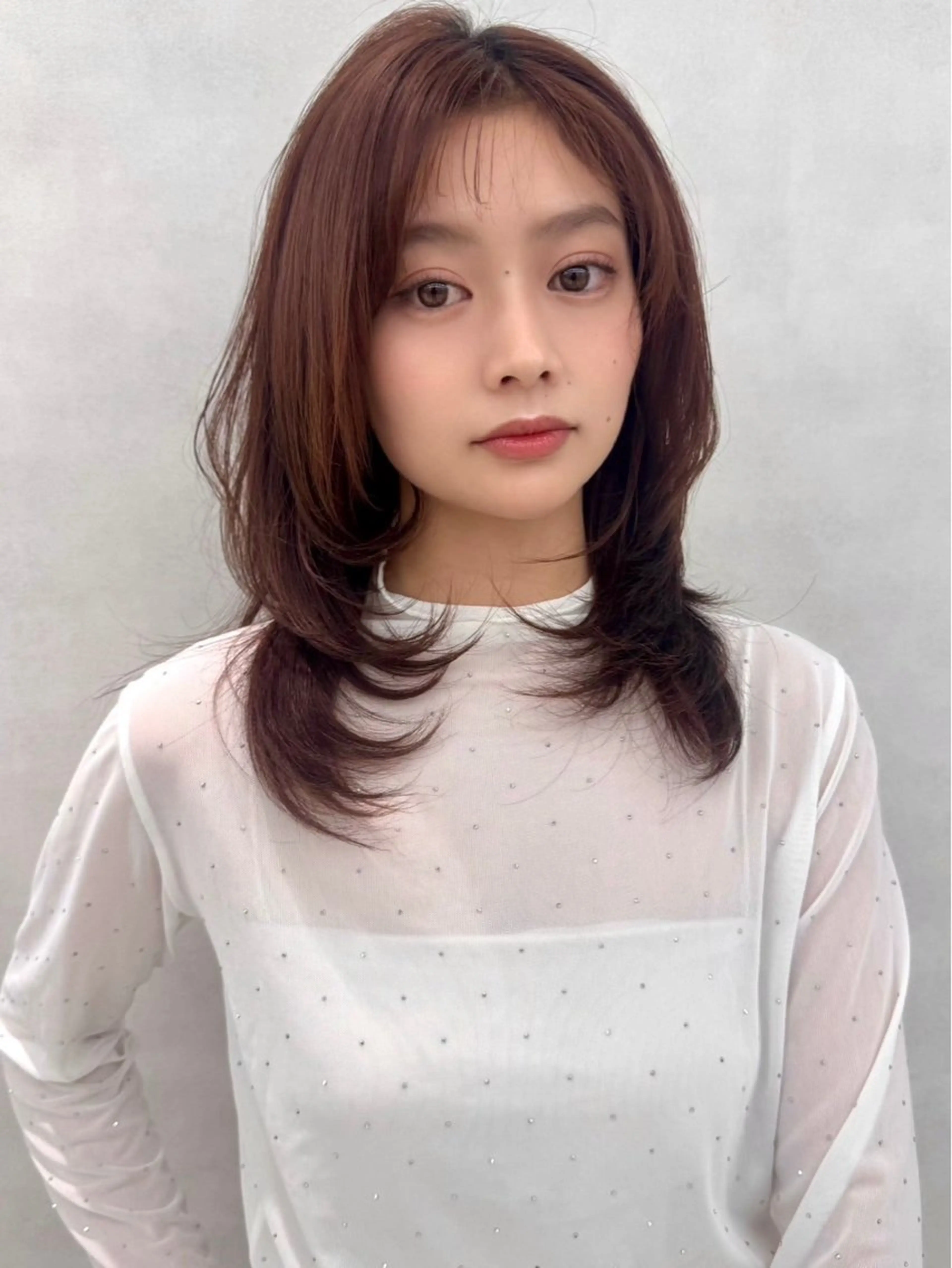 セミロング カット ヘアカラー トリートメント 顔周り特化/韓国ヘア /レイヤー/琉冴のヘアスタイル