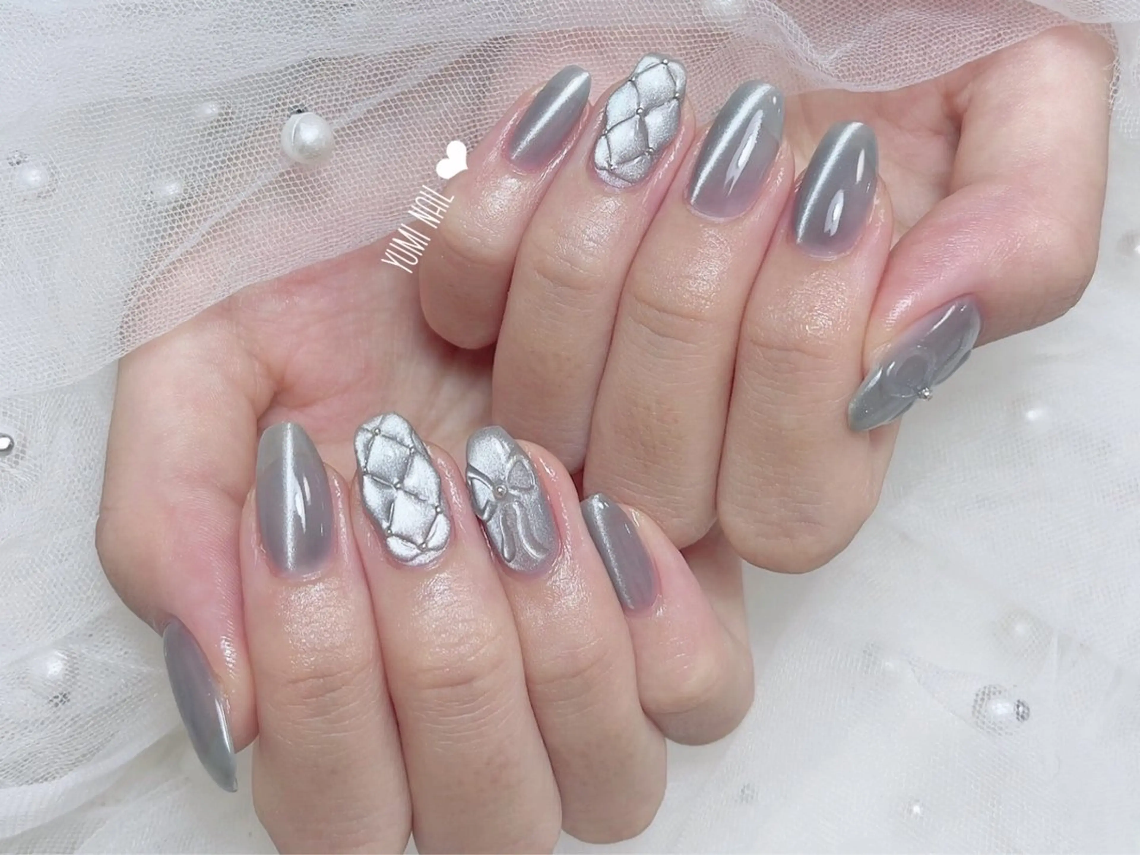 ネイル ハンドネイル ユリ🎀 デザイン長さ出し専門のネイルデザイン