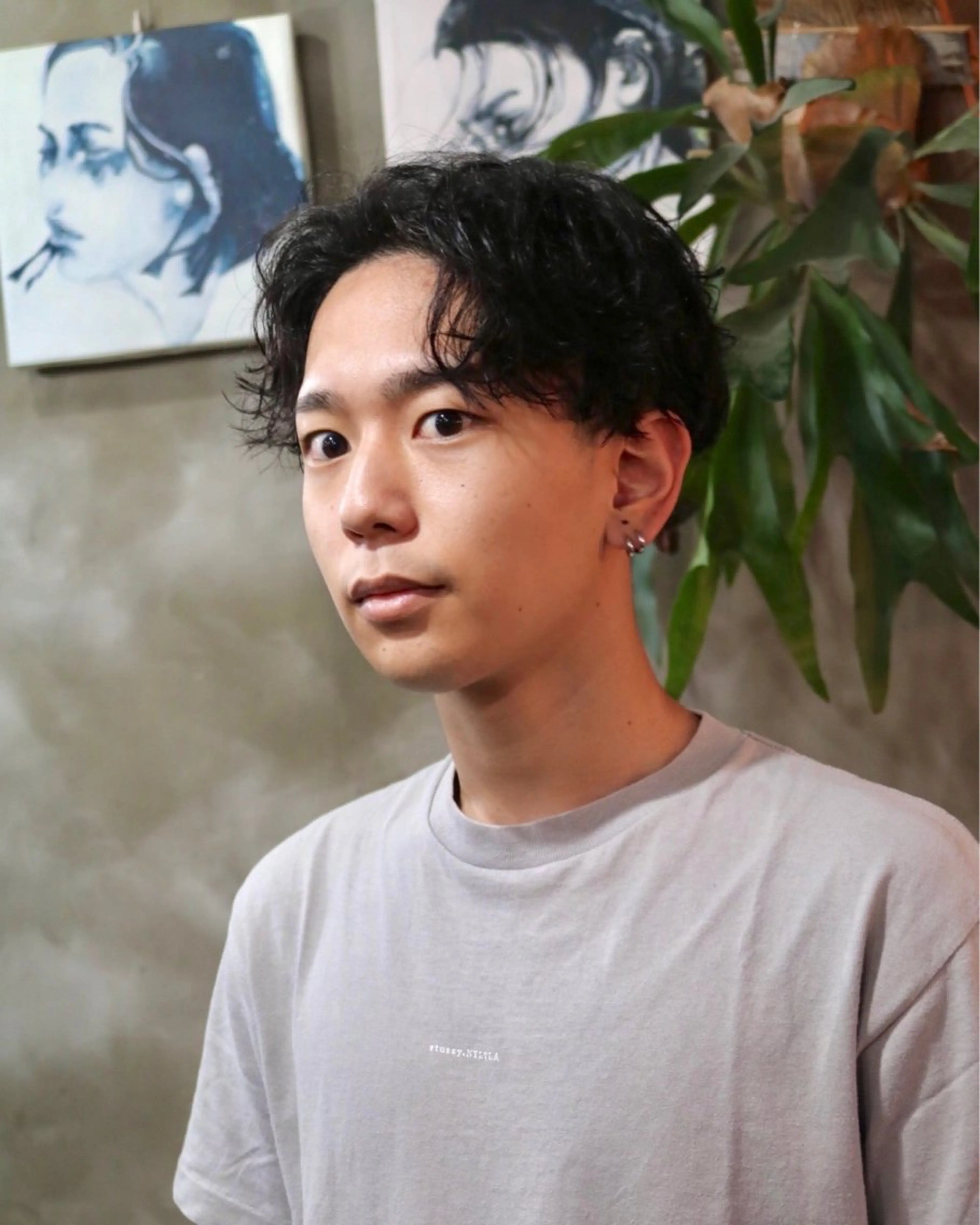 ショート パーマ メンズ カット パーマ トリートメント 木村陸弥 透明感/赤み消しのヘアスタイル