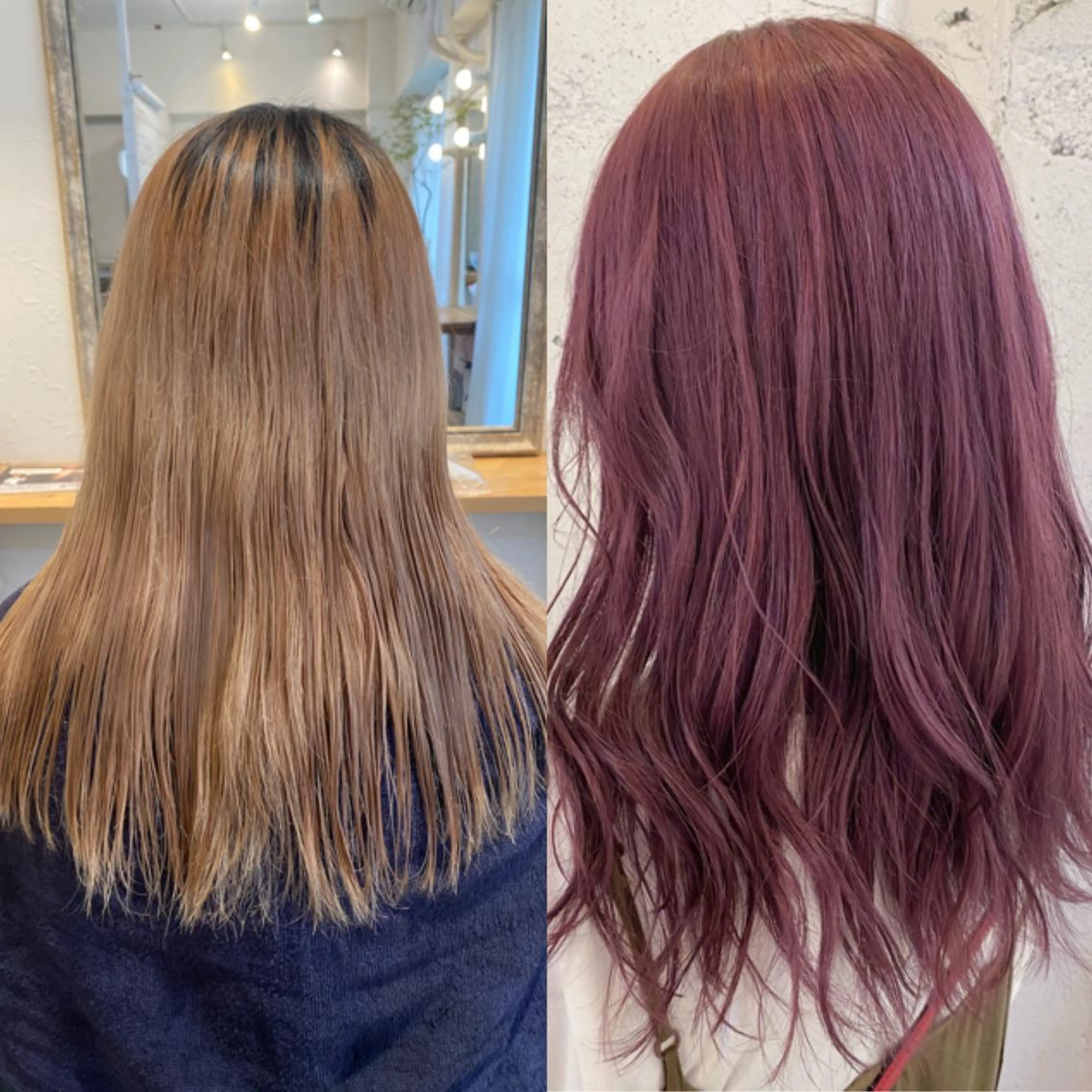 ロング カラー ブリーチ トリートメント ブリーチなしカラー レイヤーカットのヘアスタイル