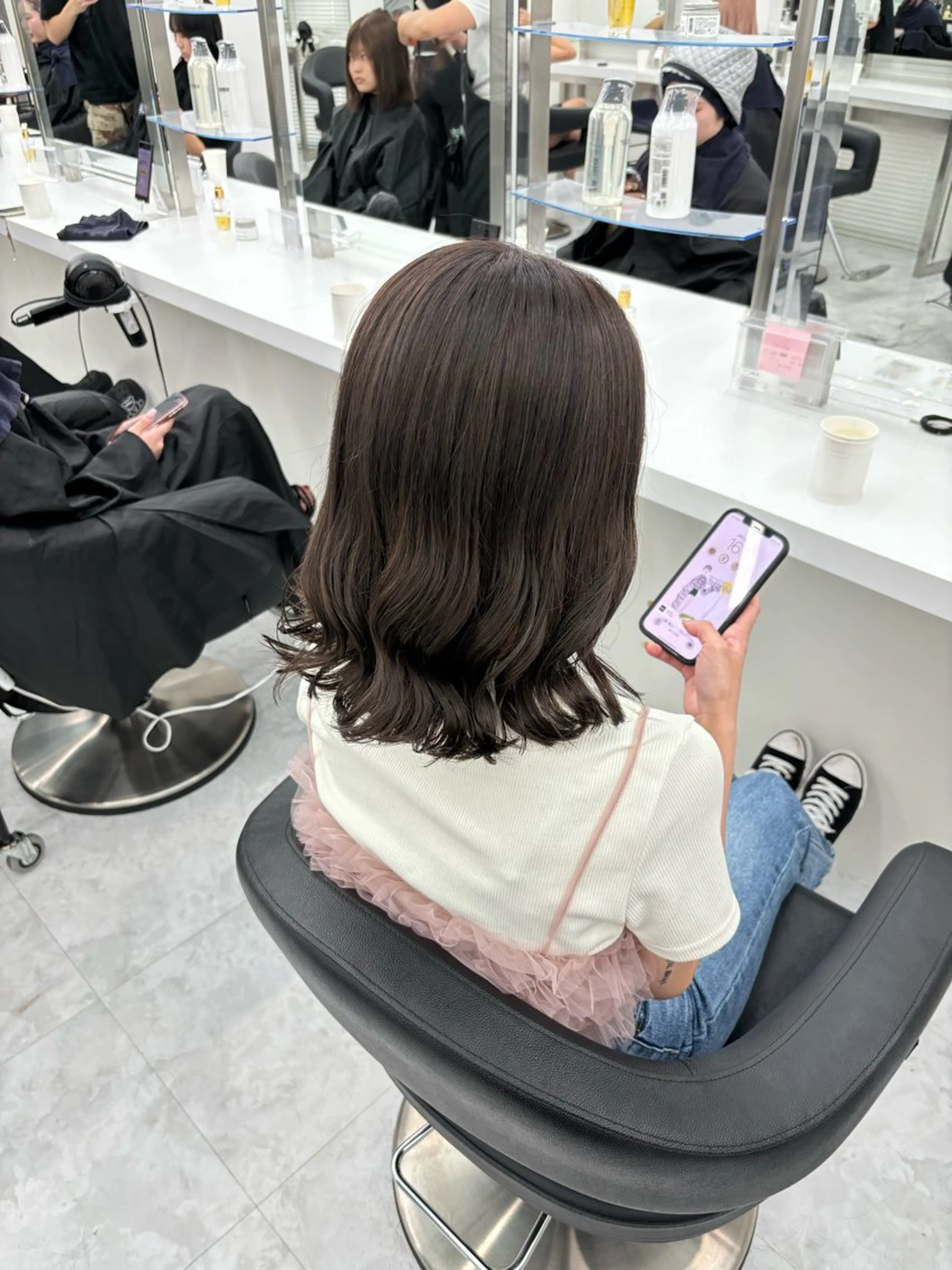ミディアム カラー カット ヘアカラー ヘッドスパ ヘアセット 透明感ハイトーン☁️ 斗和🫧天神のヘアスタイル