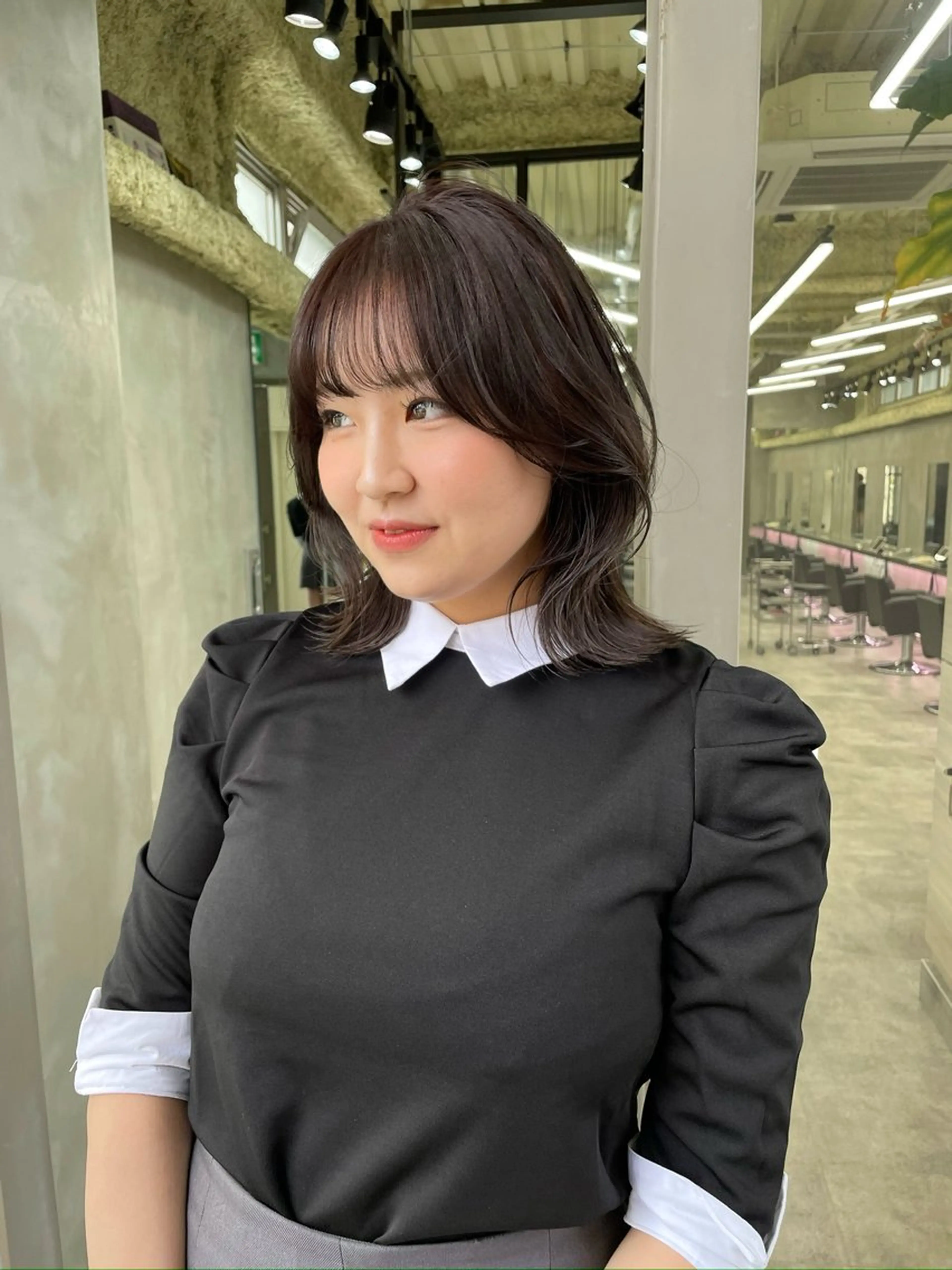 ミディアム カラー ボブレイヤー 透明感カラー グレージュ ボブ レイヤーカット the path shogo🌻のヘアスタイル
