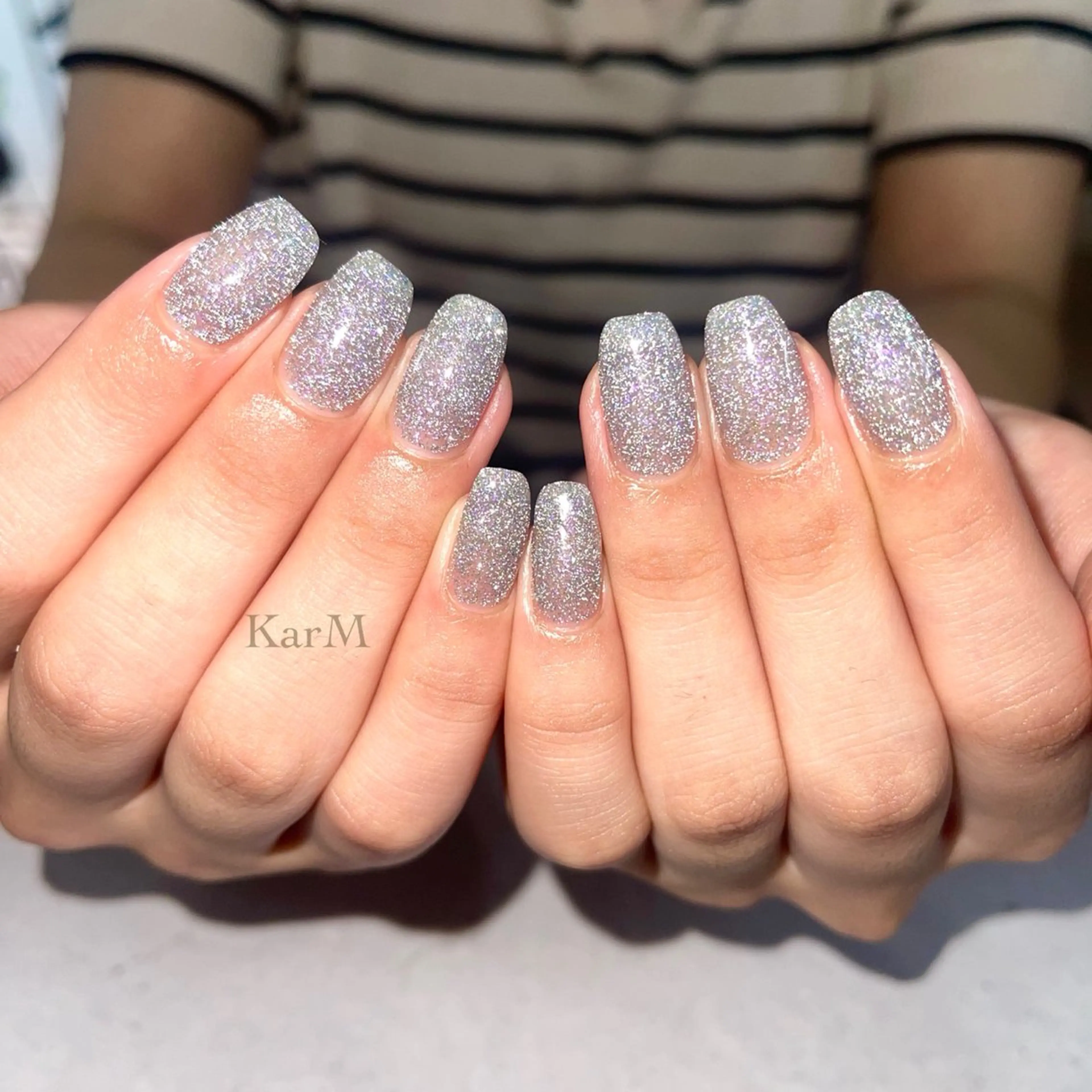 ネイル オーロラネイル ブルー チークネイル フラッシュネイル フレンチネイル ハンドネイル フットネイル ogino karinのネイルデザイン