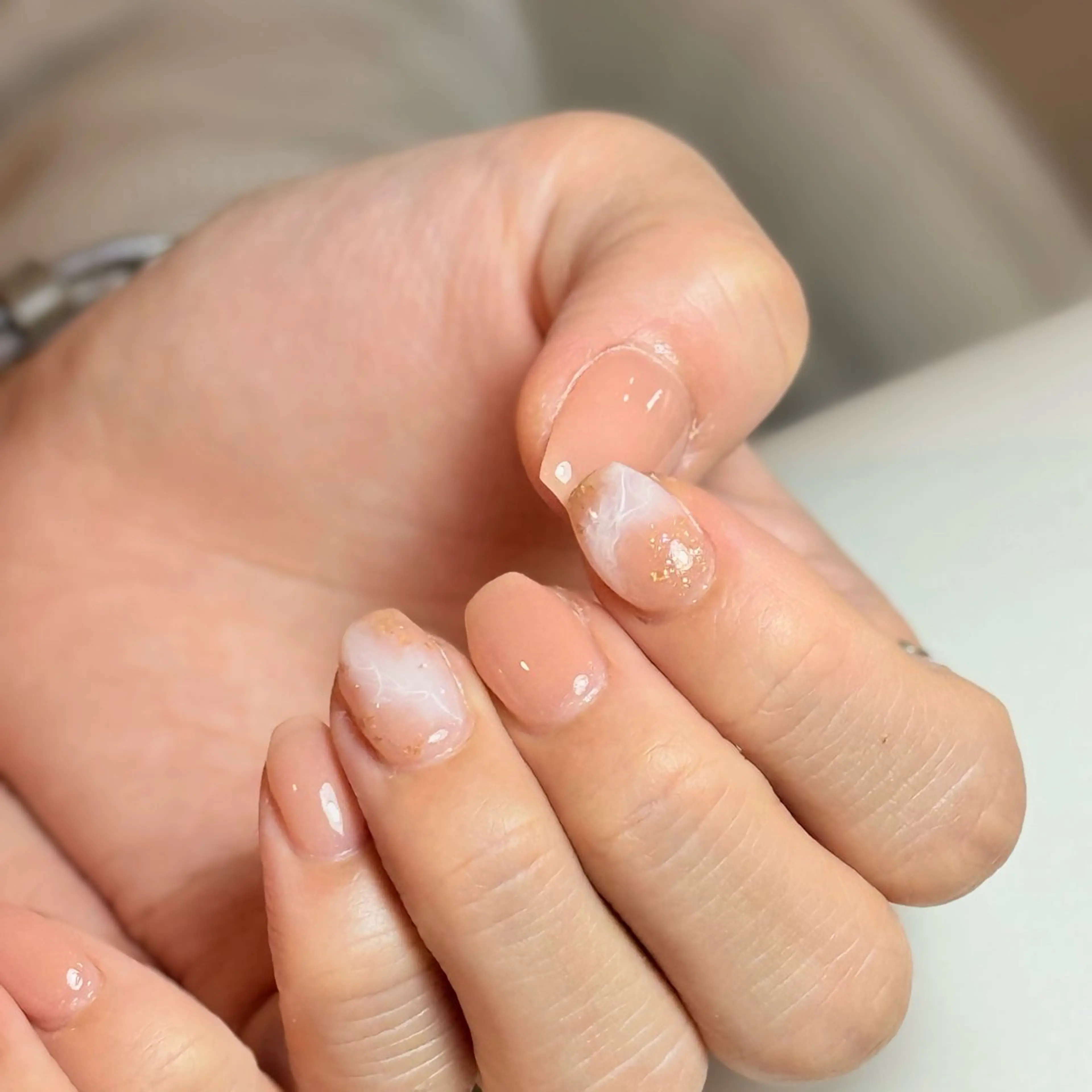 ネイル チークネイル フレンチネイル グラデーション キラキラネイル 韓国ネイル ハンドネイル Risa_ Nailのネイルデザイン