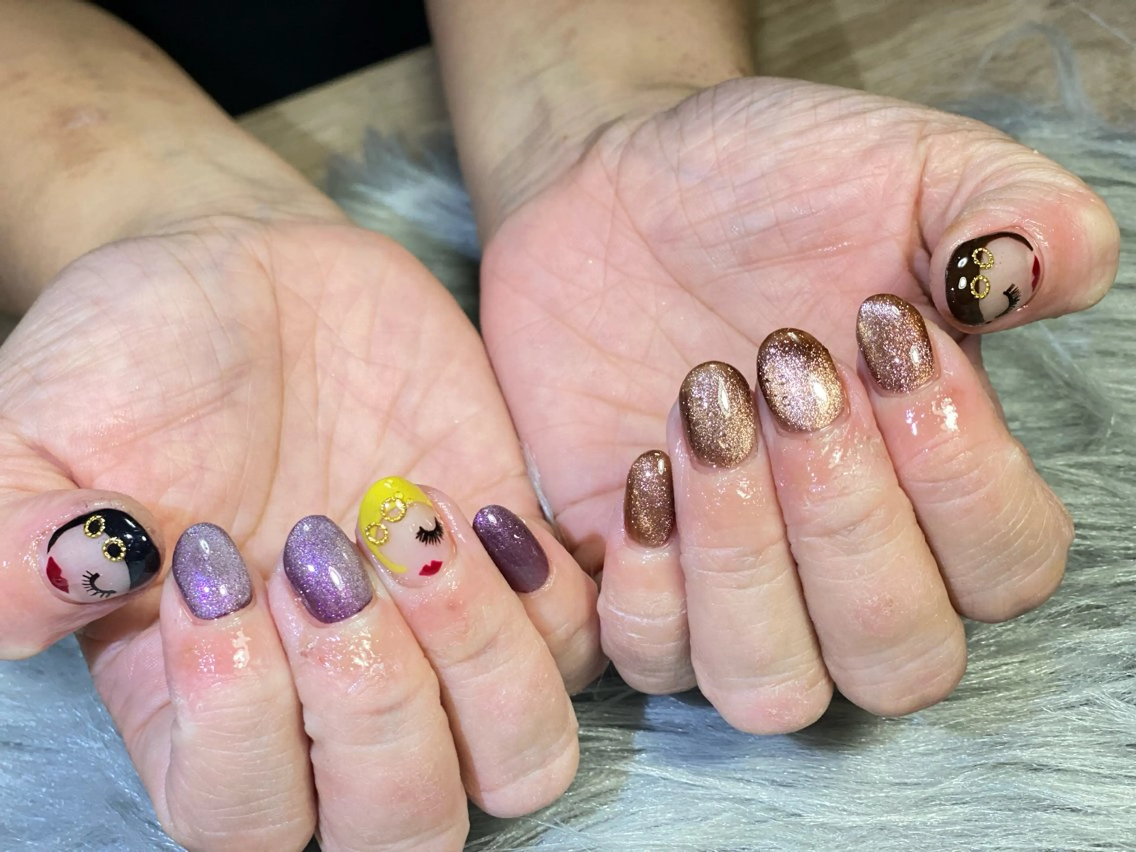 ネイル ブラウン マグネットネイル パープル Esthetic Will所属・will 有希のネイルデザイン