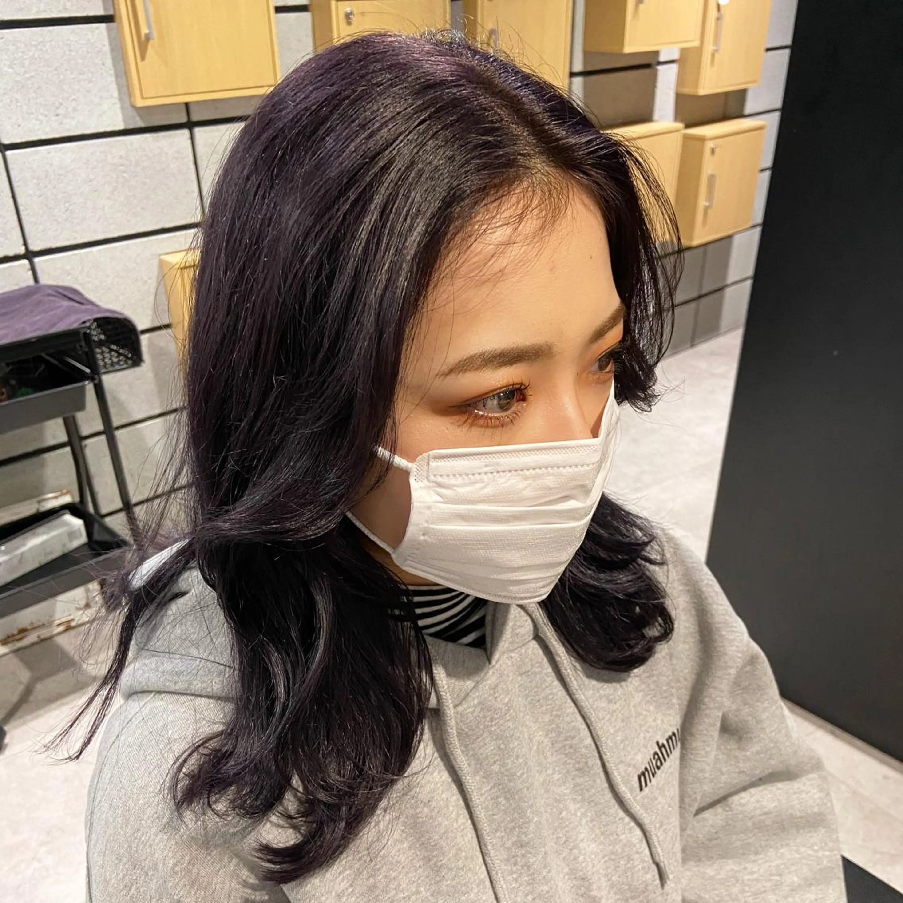 ミディアム アッシュ ピンクブラウン パープルカラー 髪質改善 トリートメント MEI🎀垢抜けカラ ー🎀韓国styleのヘアスタイル