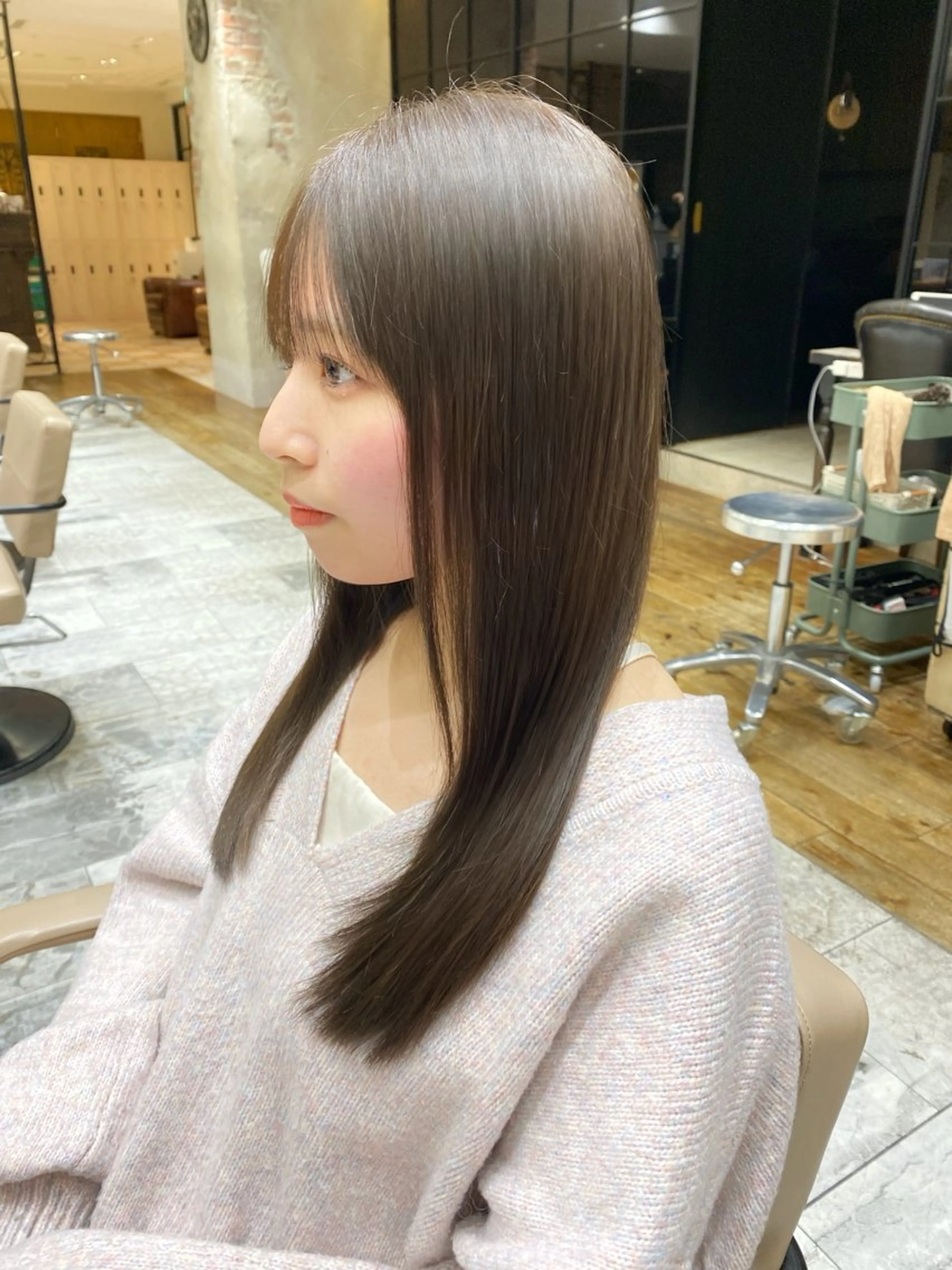 ロング ヘアカラー トリートメント 新宿/レイヤー 顔周りカット溝手優太のヘアスタイル