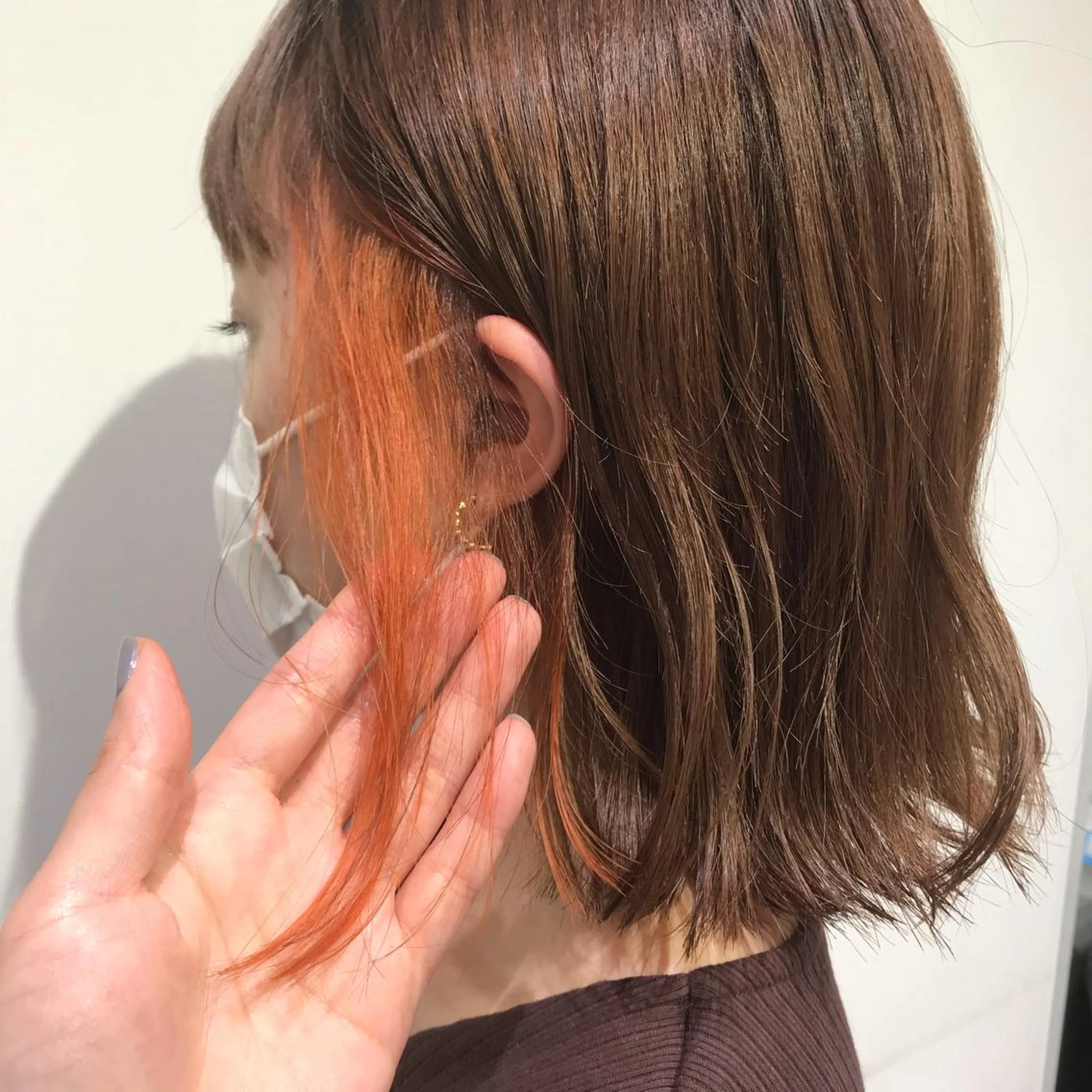 ミディアム カラー ベージュカラー 透明感カラー ミルクティーベージュ オレンジ ヘアカラー トリートメント 暖色カラー🌹 中山由梨のヘアスタイル