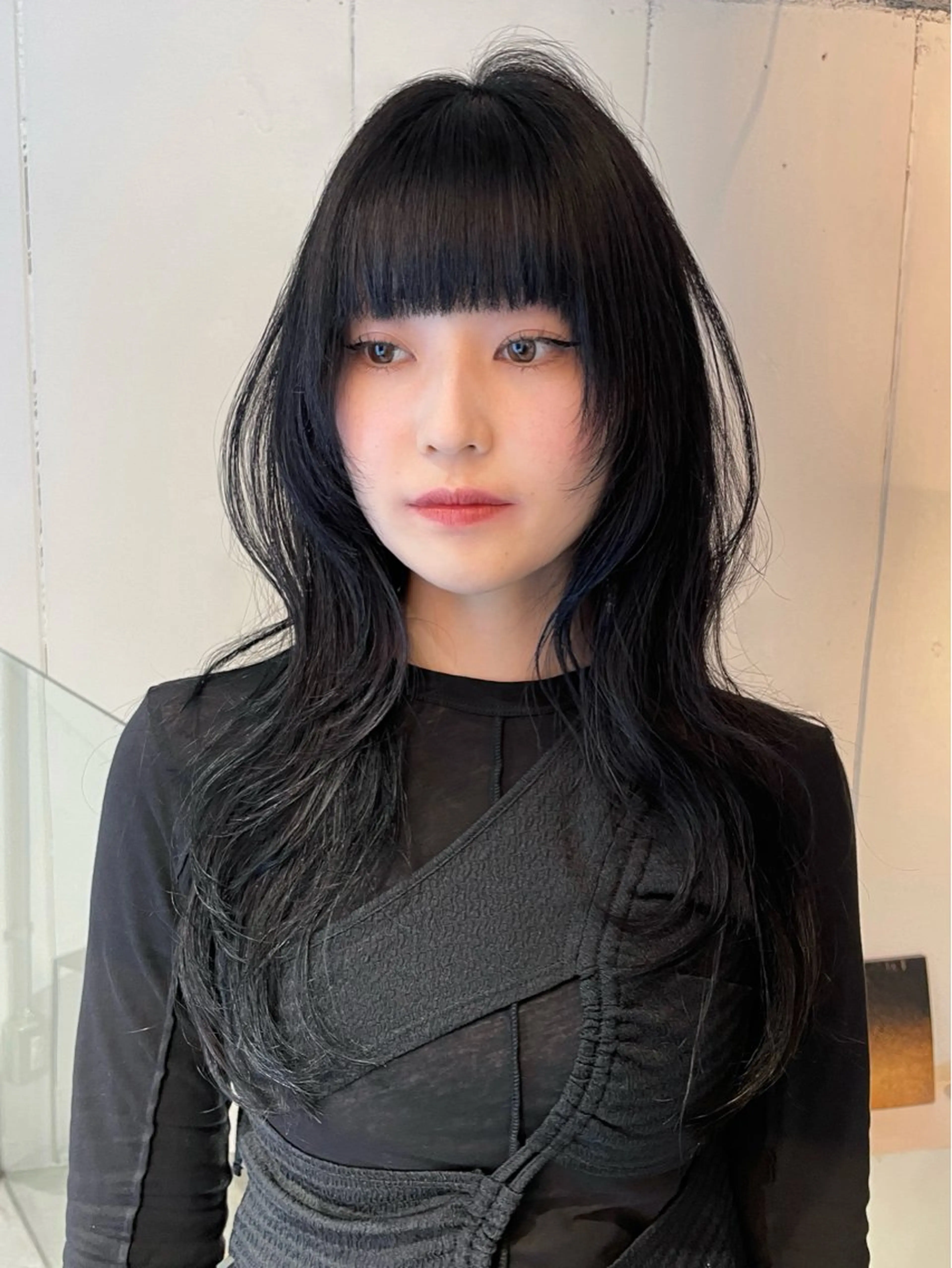 ロング カラー ハッシュカット レイヤーカット カット ヘアカラー ハッシュカット/ 韓国ヘア☽⋰mahoのヘアスタイル