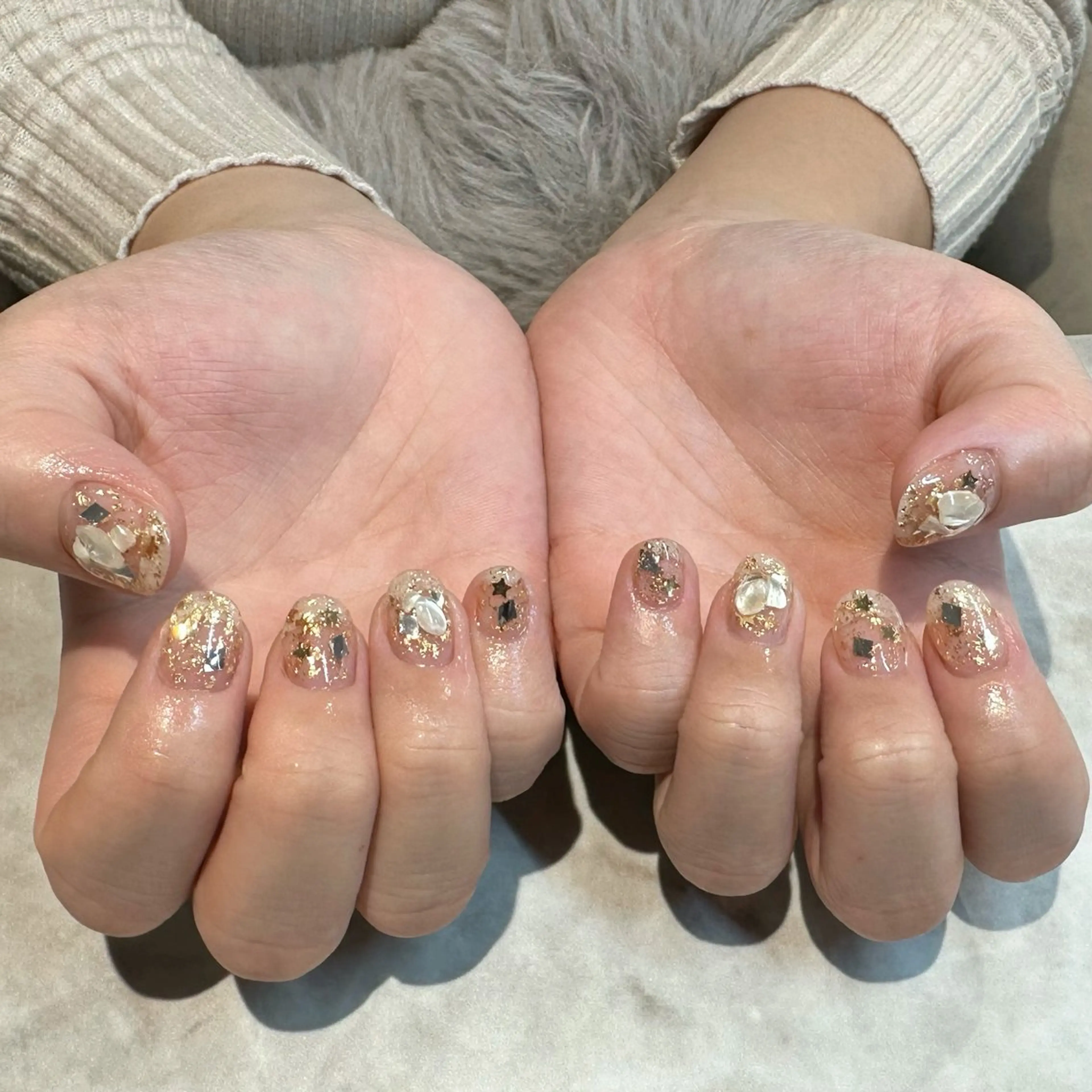 ネイル クリアネイル キラキラネイル ニュアンスネイル erinca nail所属・圦本 有紀のネイルデザイン