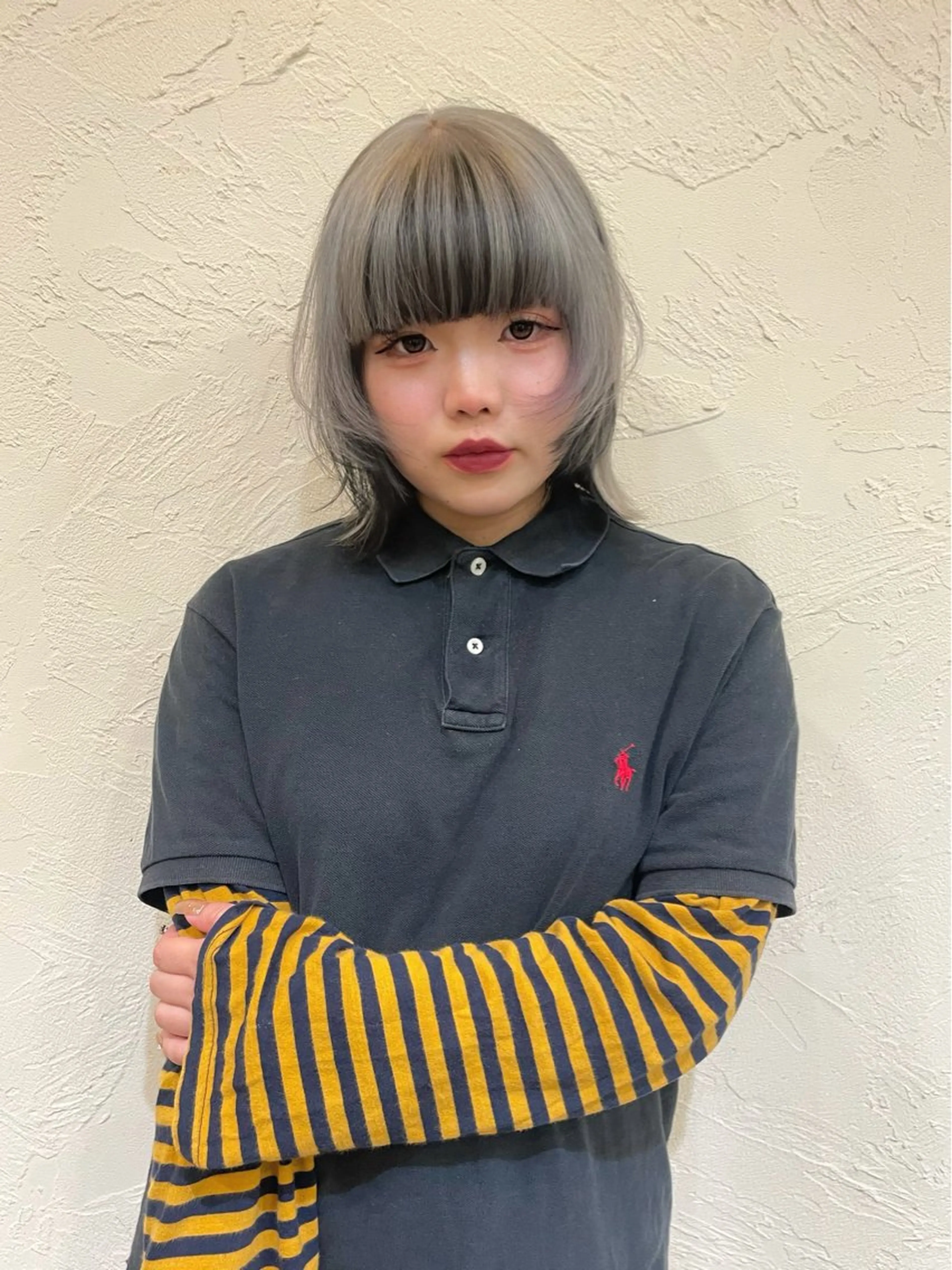 ミディアム カラー ヘアカラー ハイトーン/デザイン カラー/るいのヘアスタイル