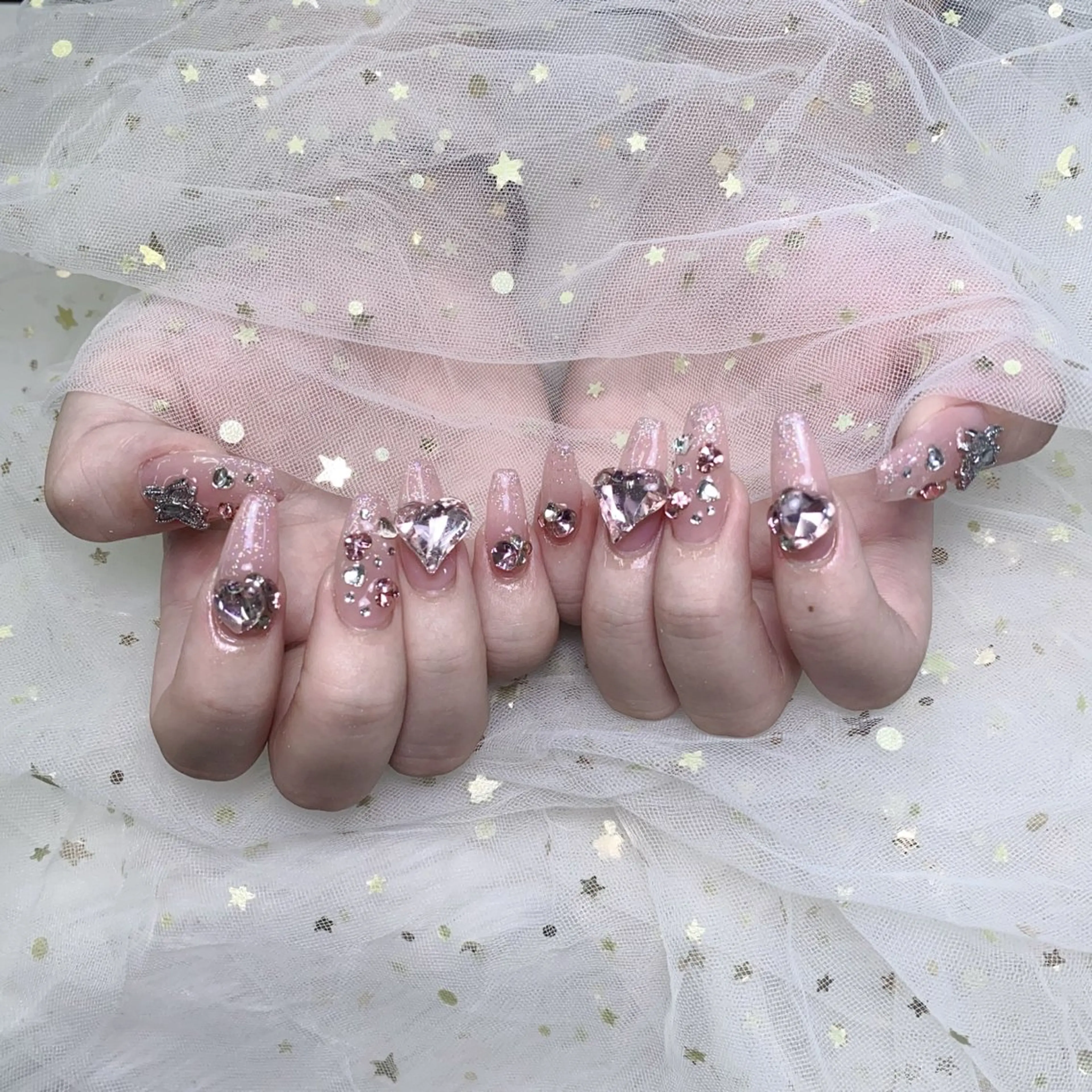 ネイル オーロラネイル 成人式 フレンチネイル ハート 韓国ネイル ハンドネイル Melody Nail所属・Melody 3D/スカルプ専門店のネイルデザイン