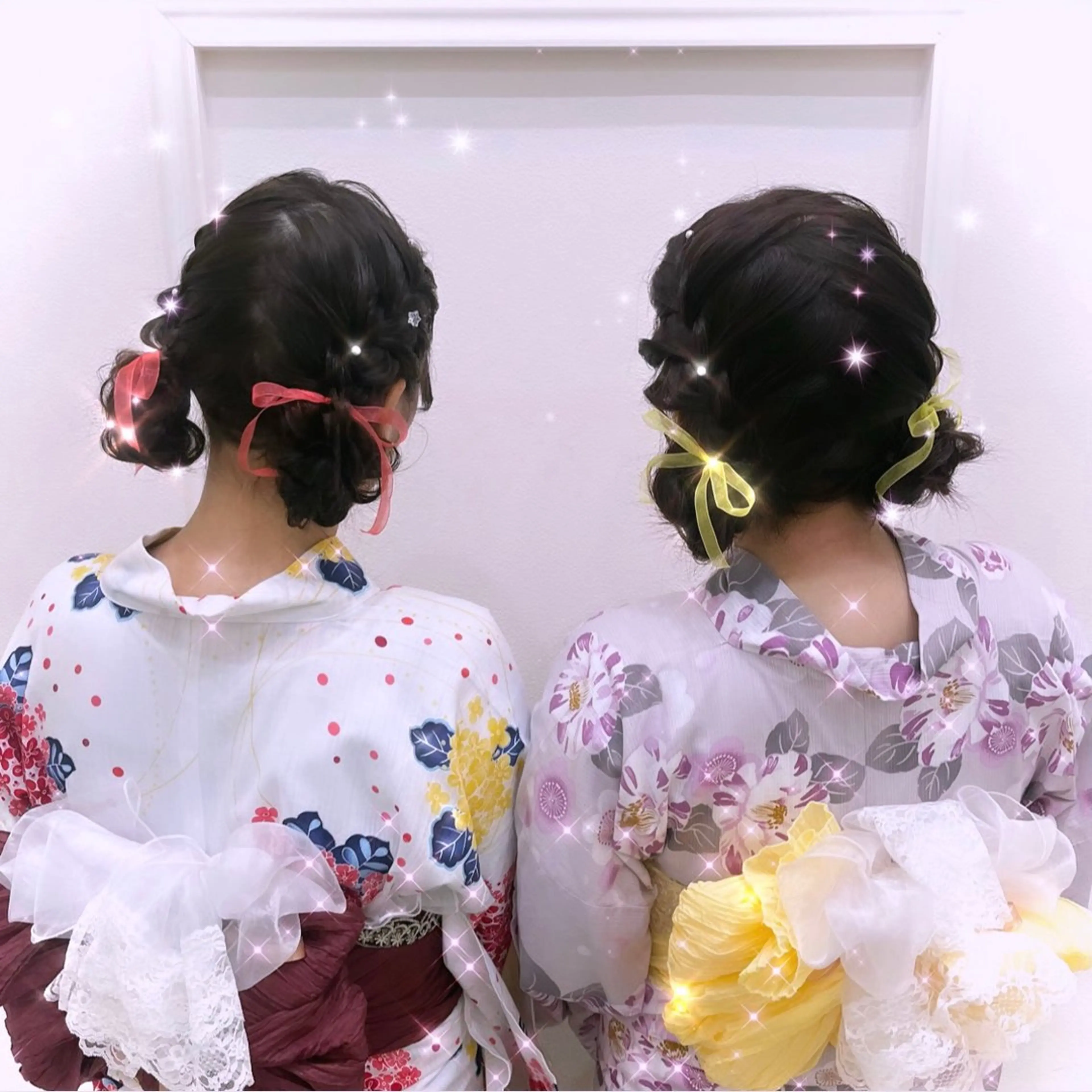 ミディアム ヘアアレンジ お団子ヘア 着付け lien ヒジリのヘアスタイル